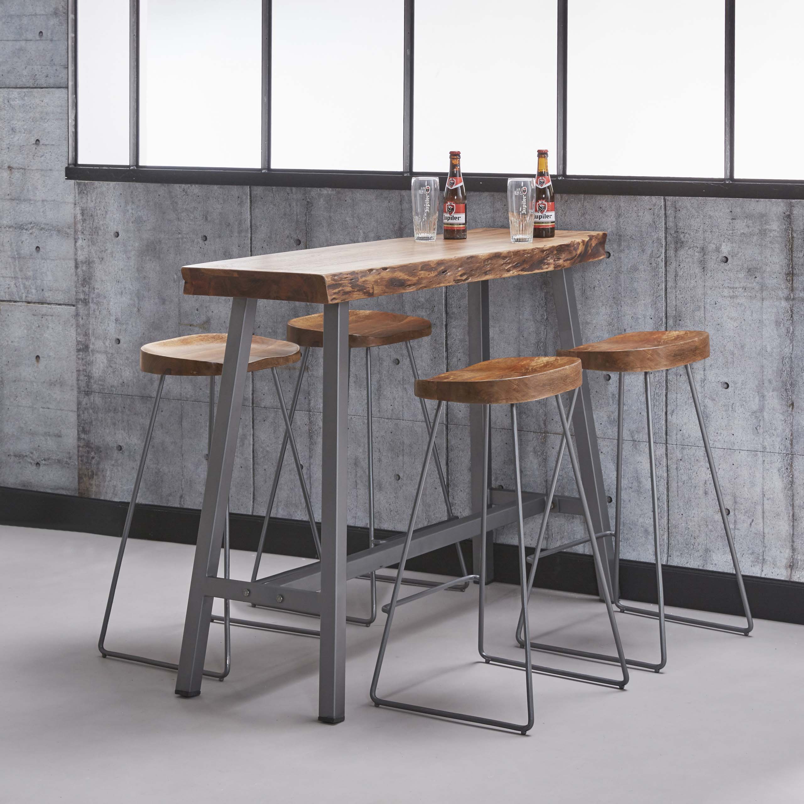 Barstoel Wooden Seat Verpakt Per 4 Massief Acacia