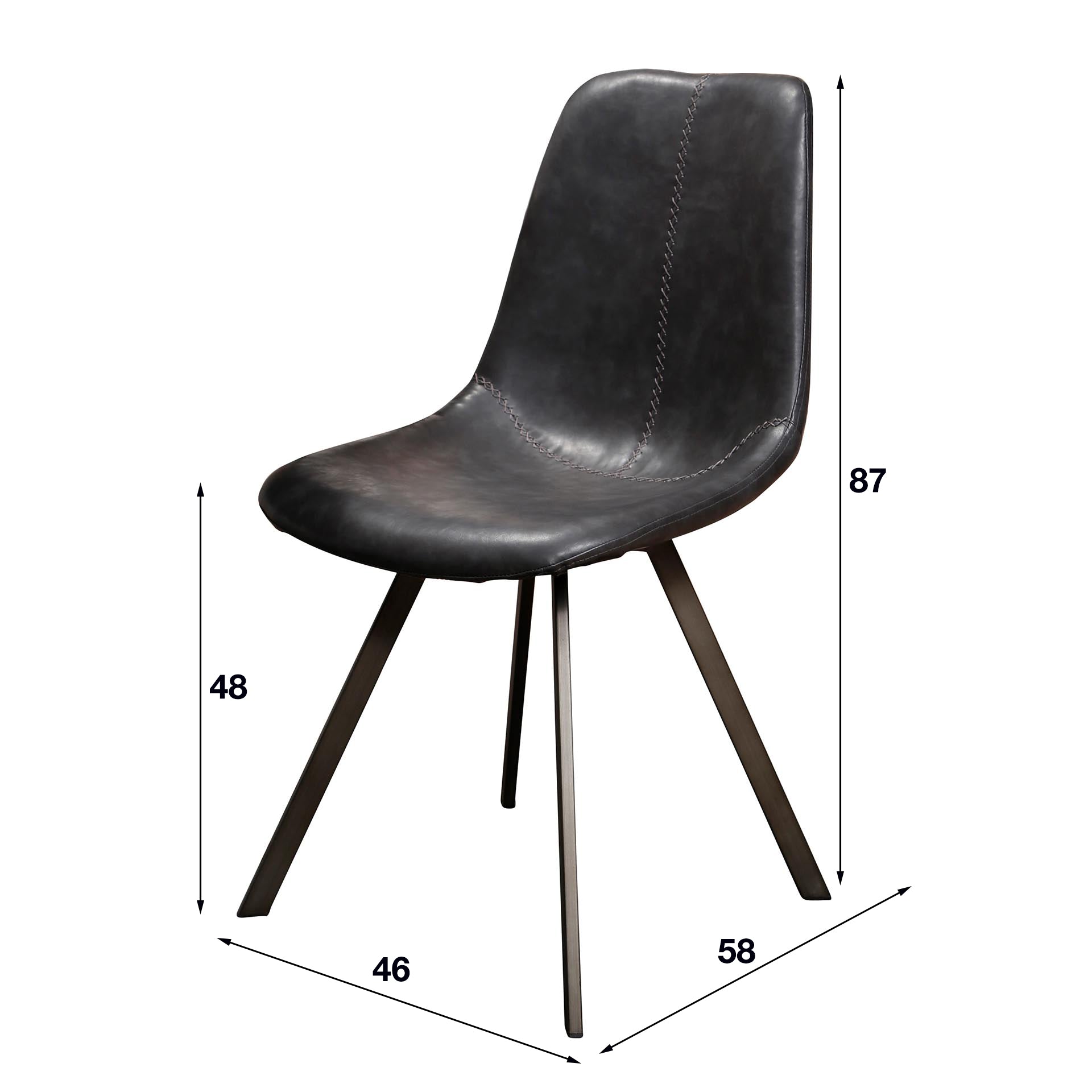 Stoel Zig Zag Verpakt Per 4 Saddle Pu Zwart