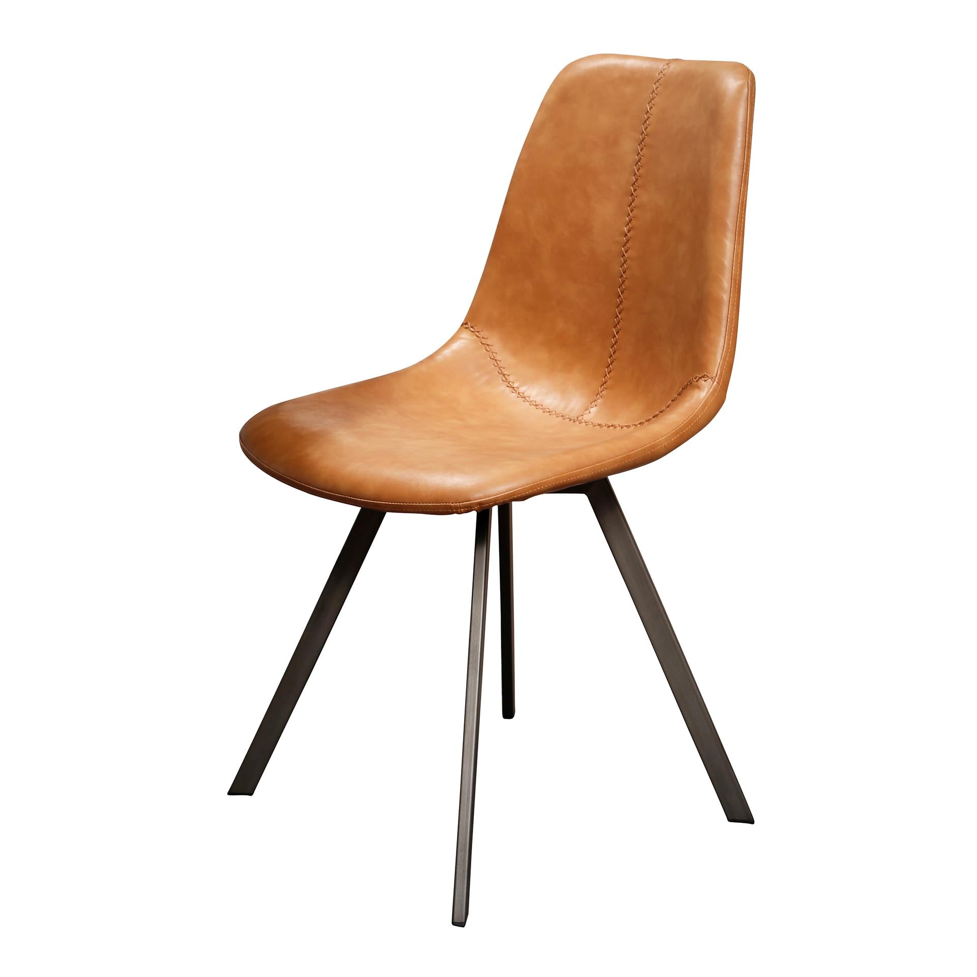 Stoel Zig Zag Verpakt Per 4 Saddle Pu Cowhide Bruin