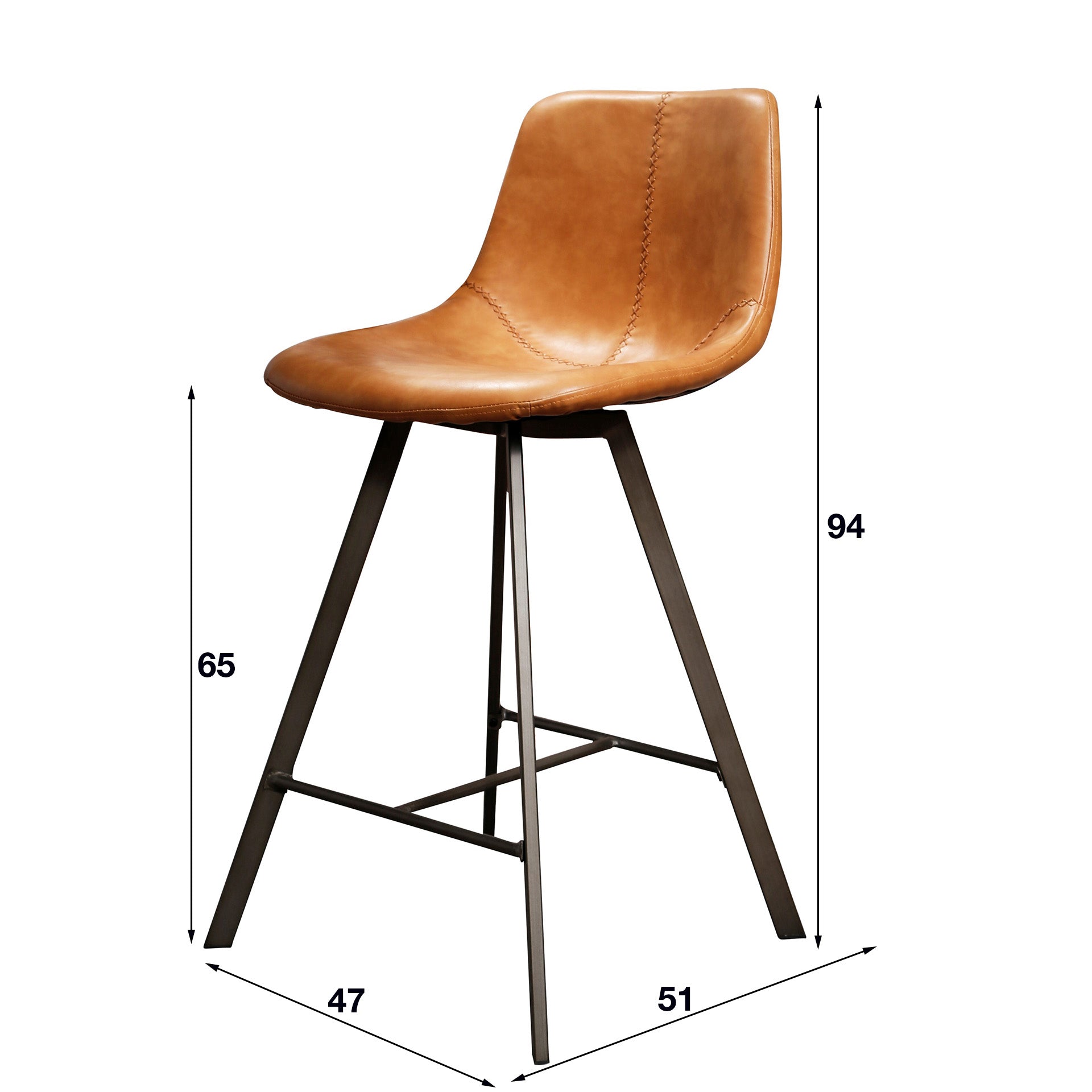 Barstoel Zig Zag Verpakt Per 4 Saddle Pu Cowhide Bruin