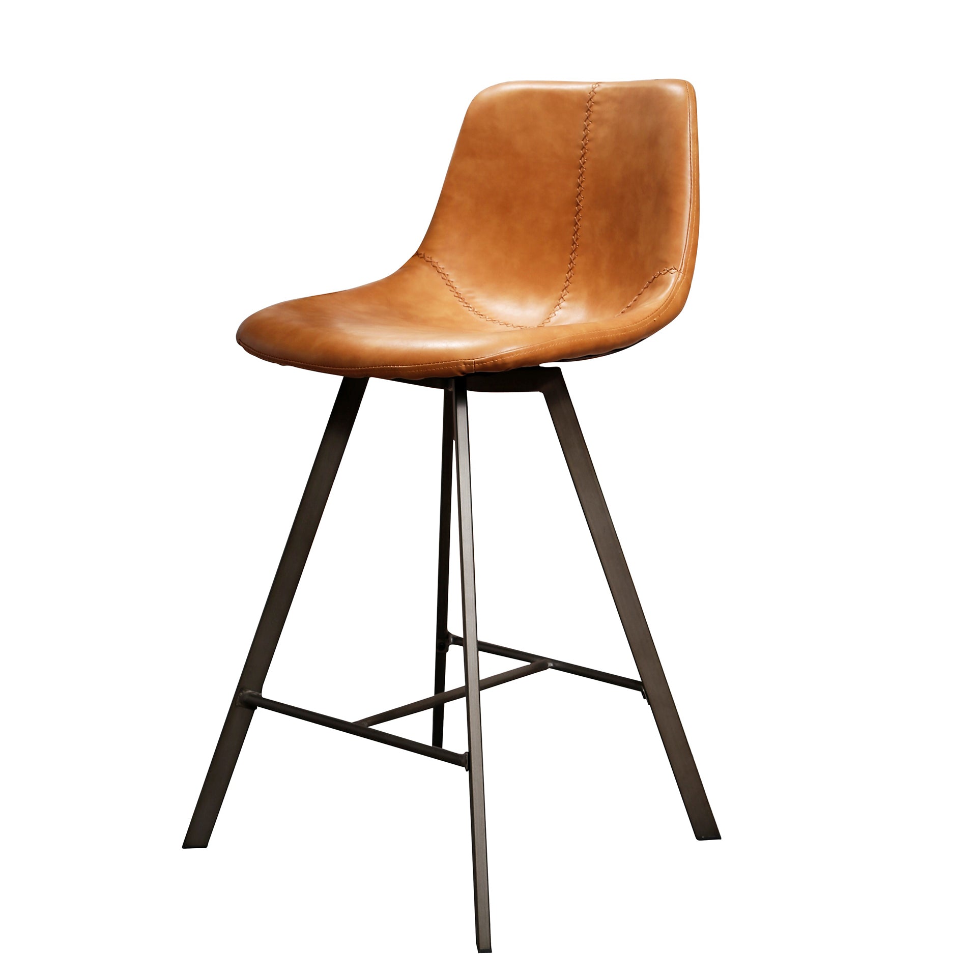 Barstoel Zig Zag Verpakt Per 4 Saddle Pu Cowhide Bruin
