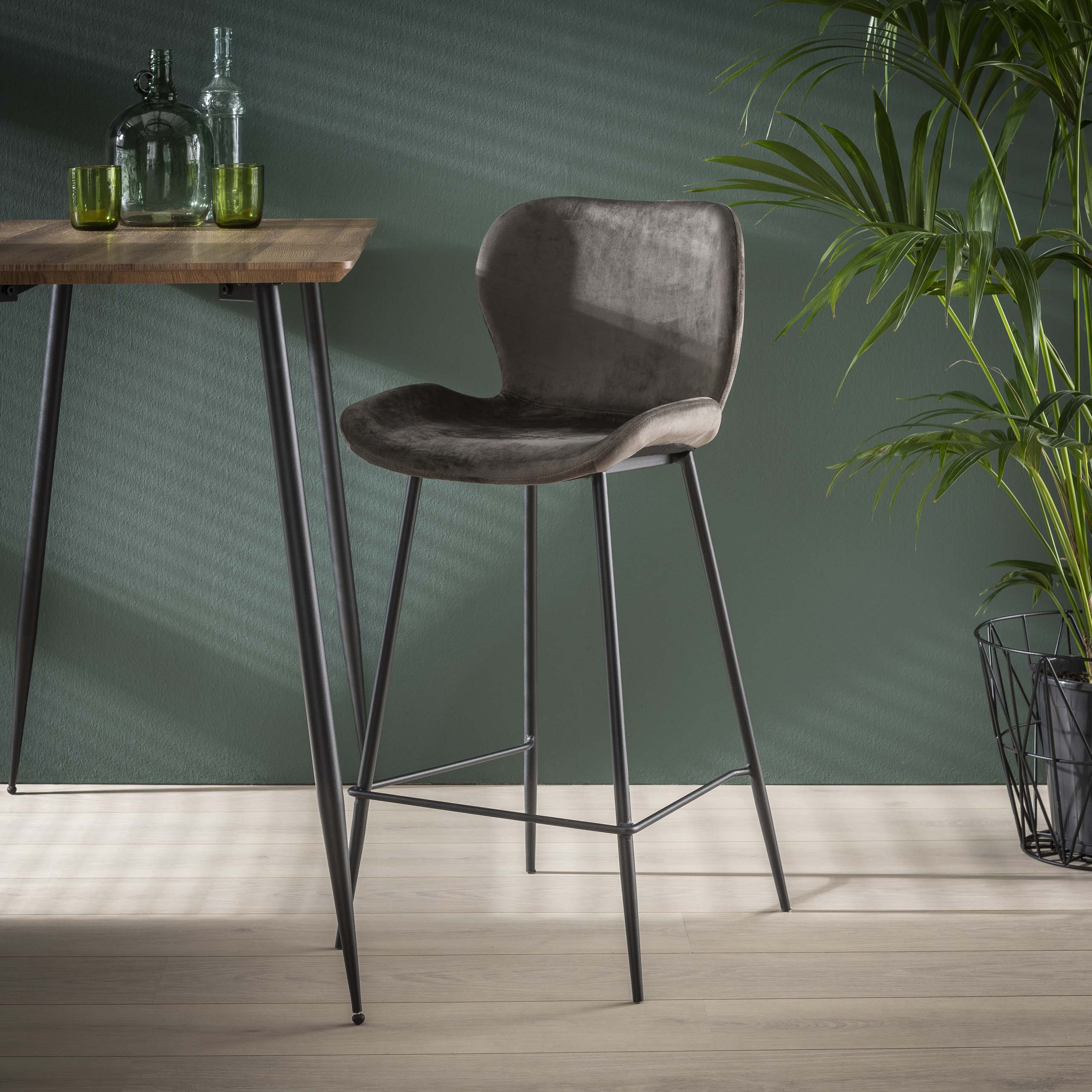 Barstoel Rondea verpakt per 4 / Velours antraciet