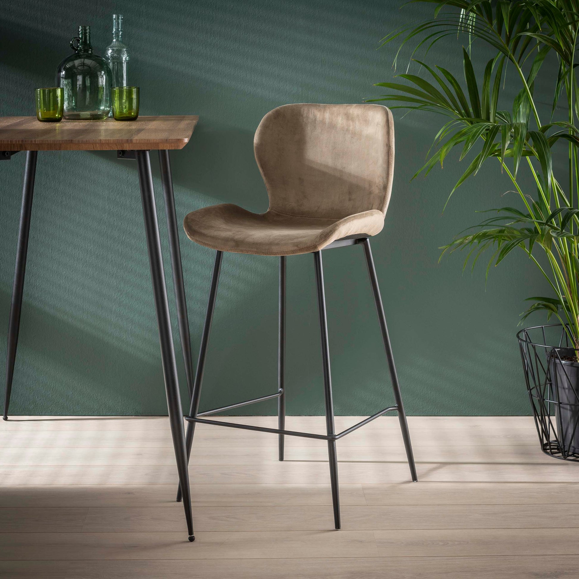 Barstoel Rondea verpakt per 4 / Velours champagne