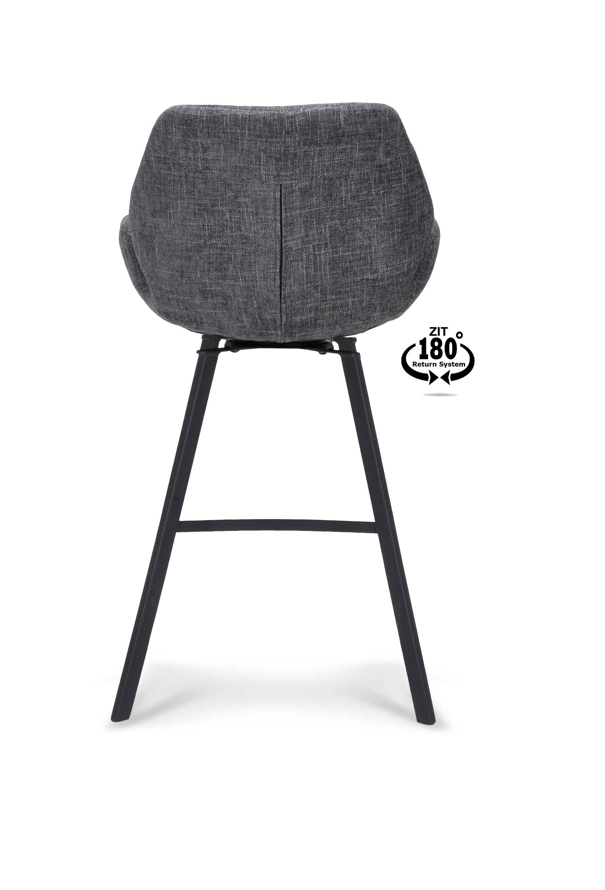 Barkruk met armleuning Luton - ZH 65 Stof Miami Darkgrey Poot Black 180° Return-system
