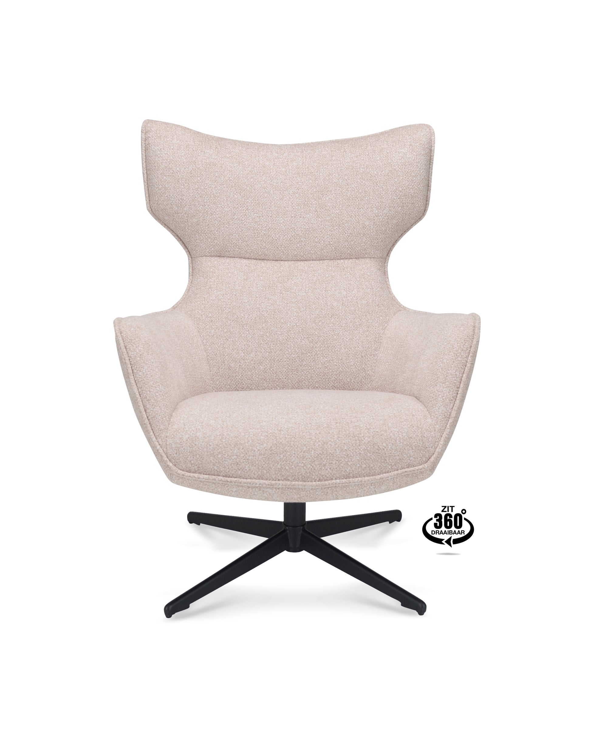 Fauteuil Brantford Stof Leo 26 Sand Poot Zwart 360° Draaibaar