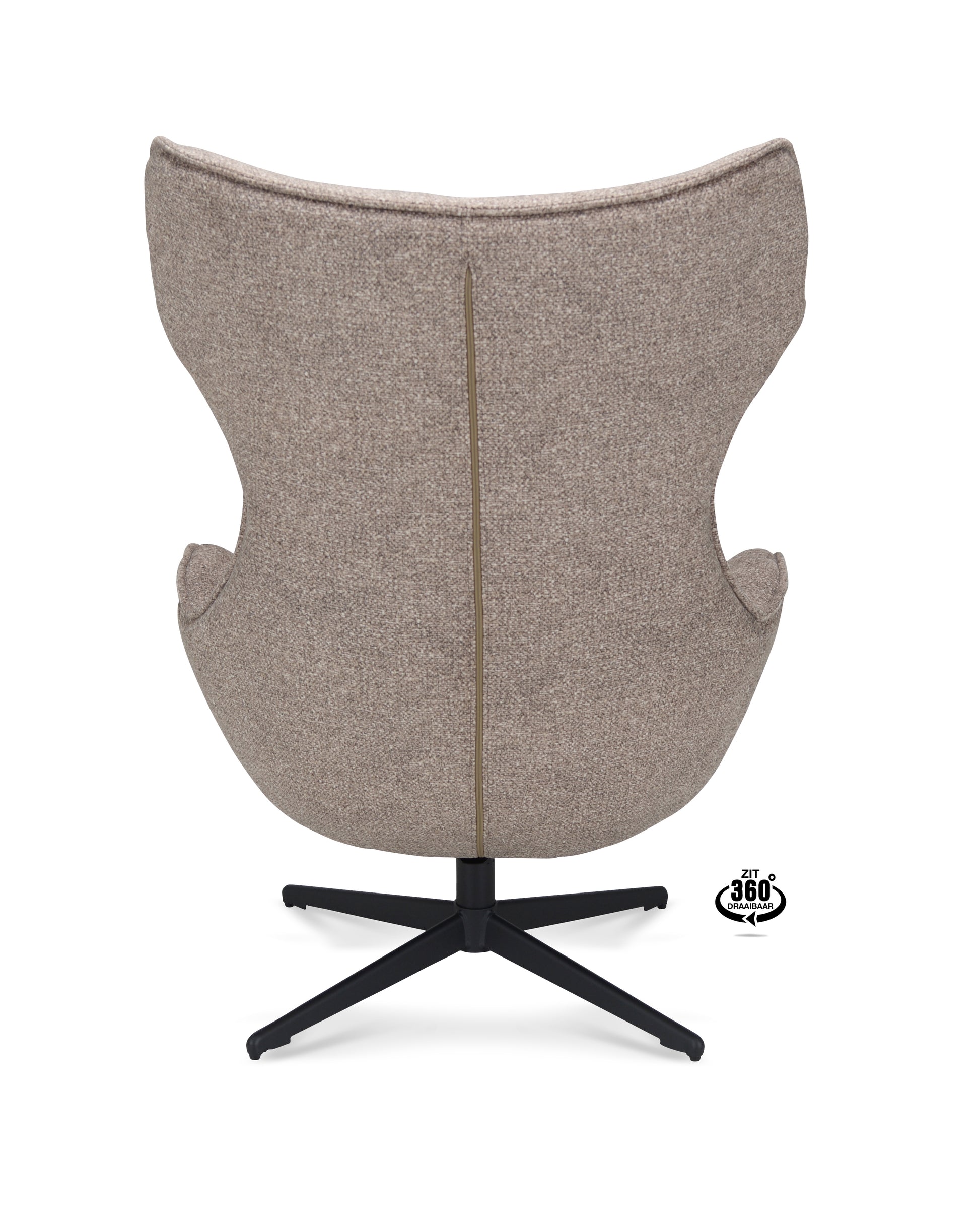 Fauteuil Ontario Stof Leo 32 Mocca Poot Zwart 360° Draaibaar