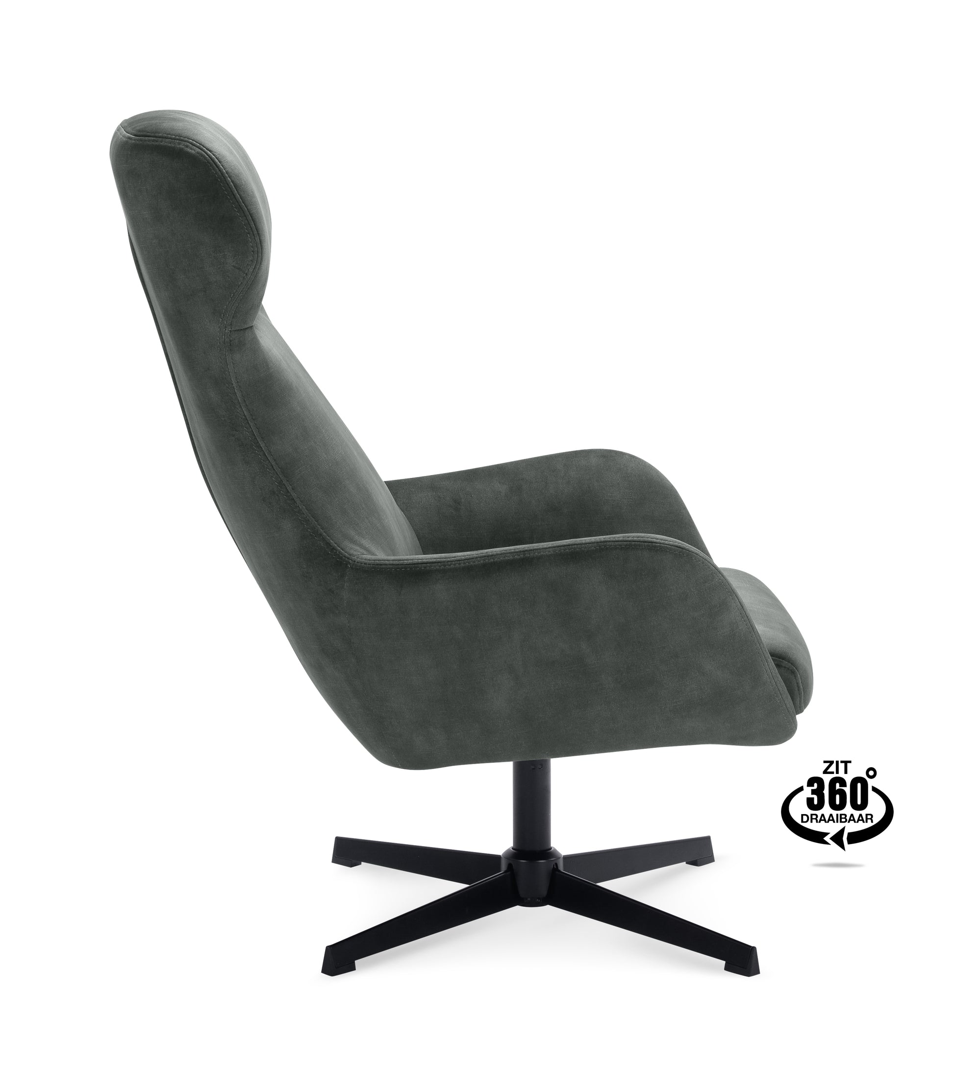Fauteuil Vienna Stof Adore Hunter Draaivoet Zwart