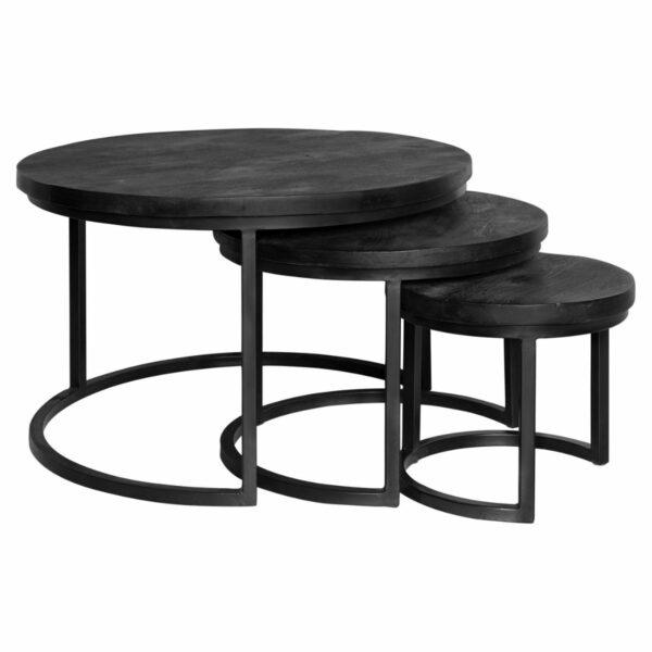 Salontafel Bridge  Black- Set van 3 - Mangohout