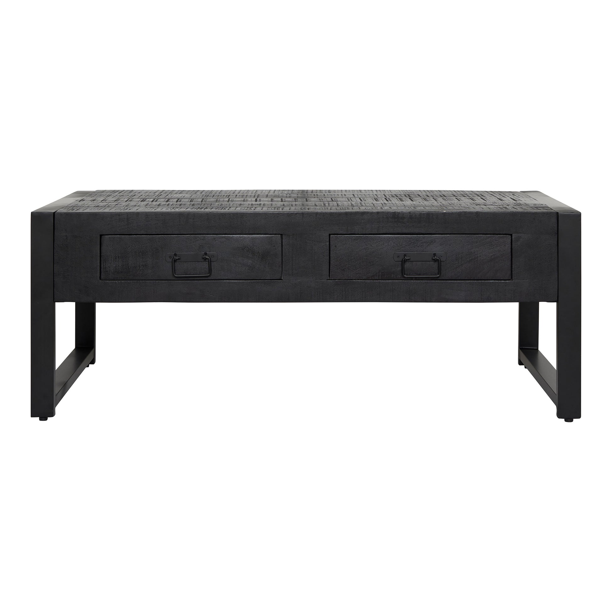Salontafel Boaz met twee lades Zwart Mangohout 120 cm