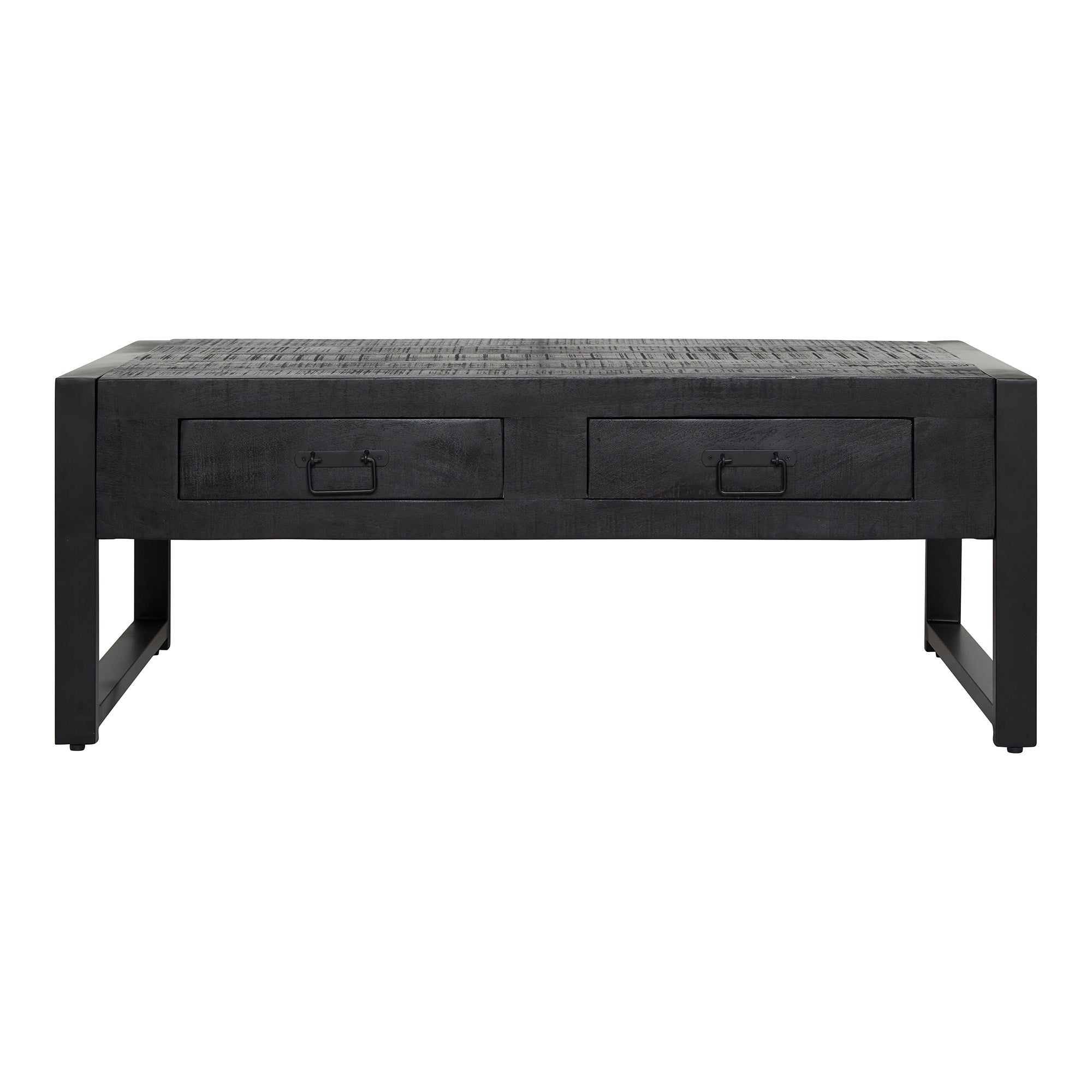 Salontafel Boaz met twee lades Zwart Mangohout 120 cm
