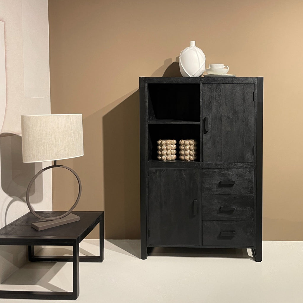 meubels in friesland zwarte mango hout kast en salontafel.