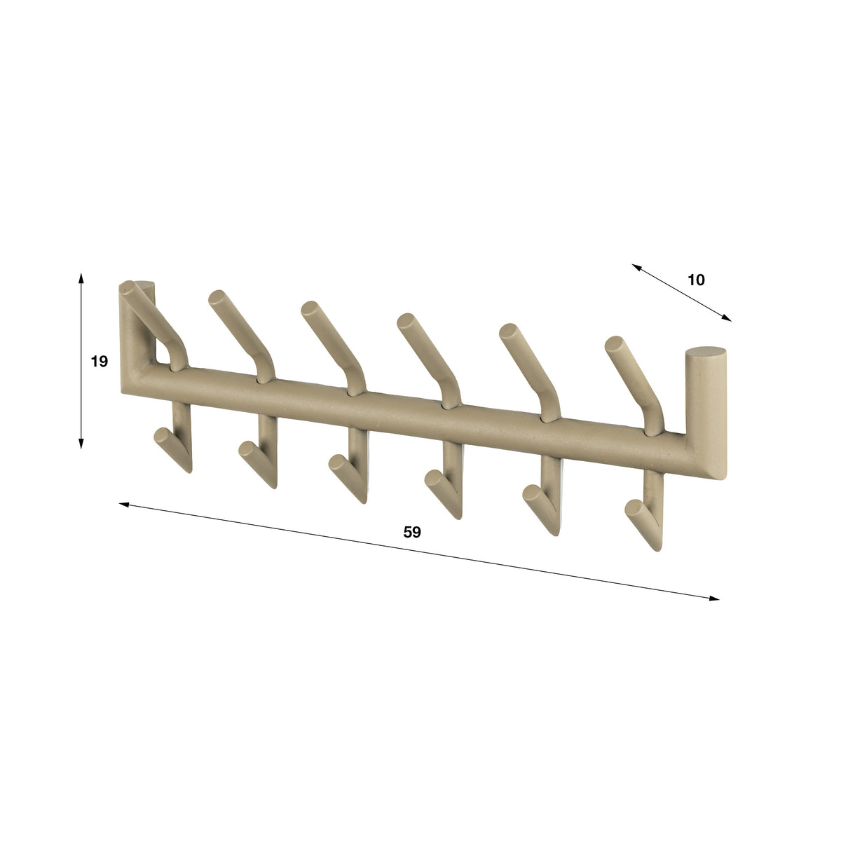 Kapstok Tubo 2x6 haken / Beige