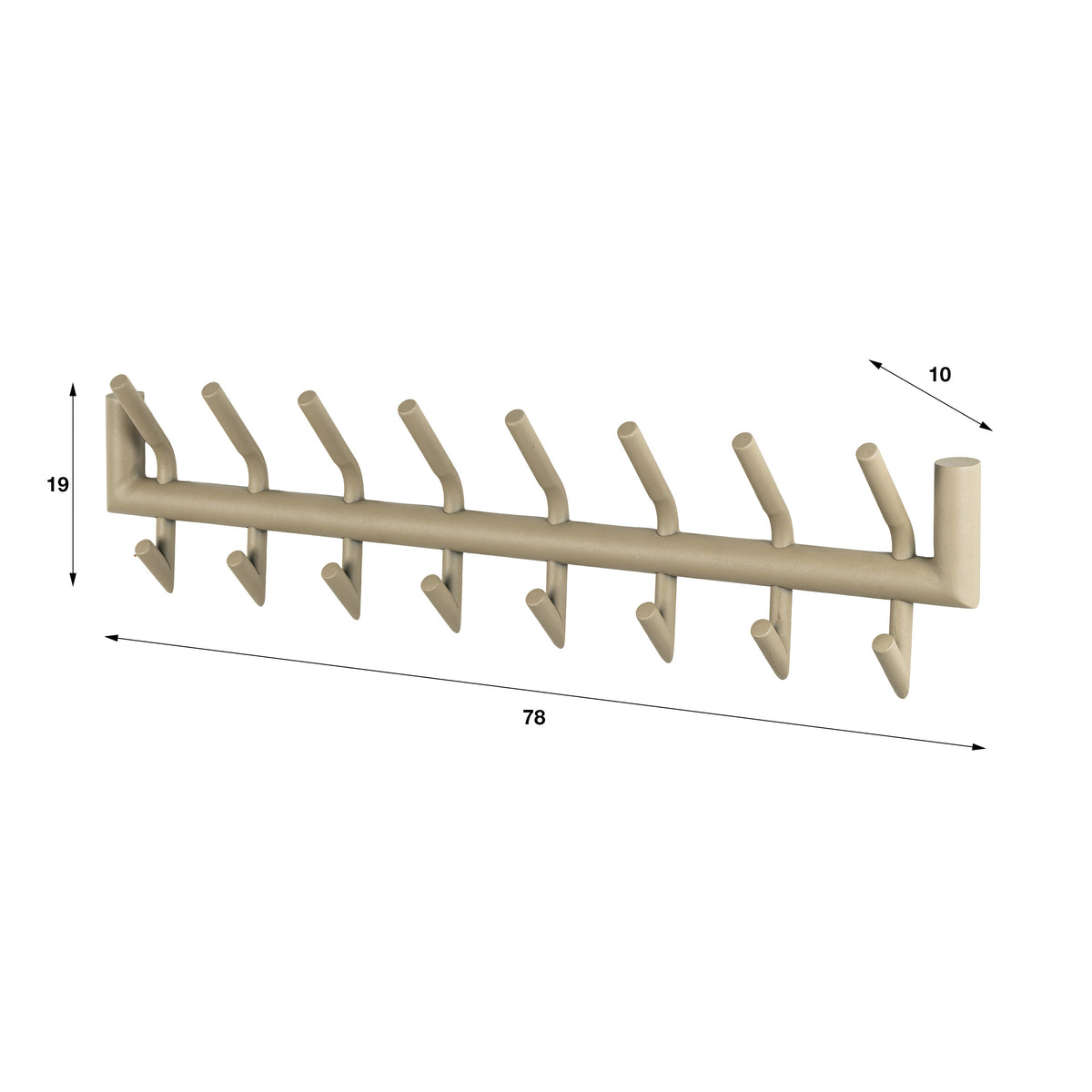Kapstok Tubo 2x8 haken / Beige