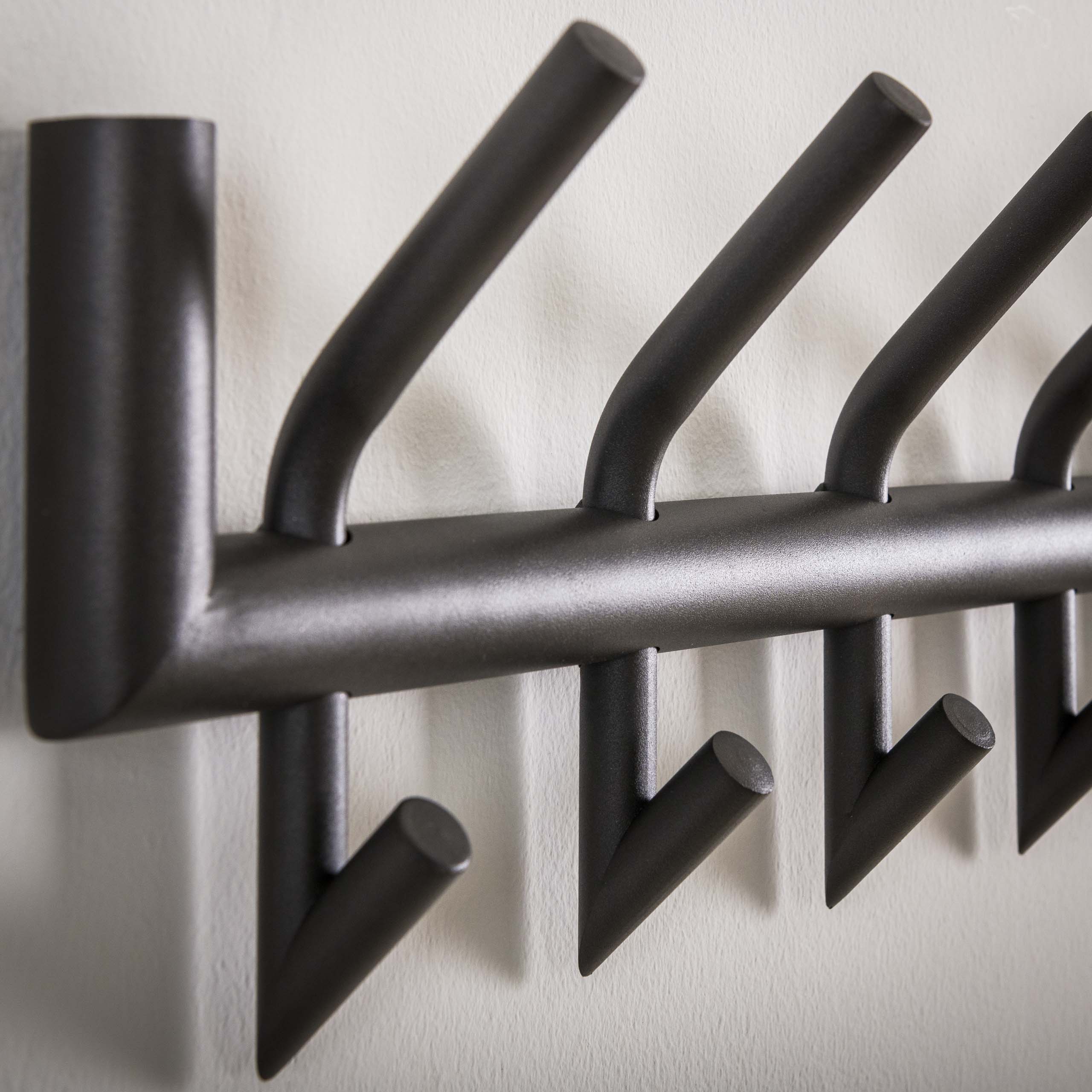 Kapstok Tubo 2X8 Haken Mat Donkergrijs