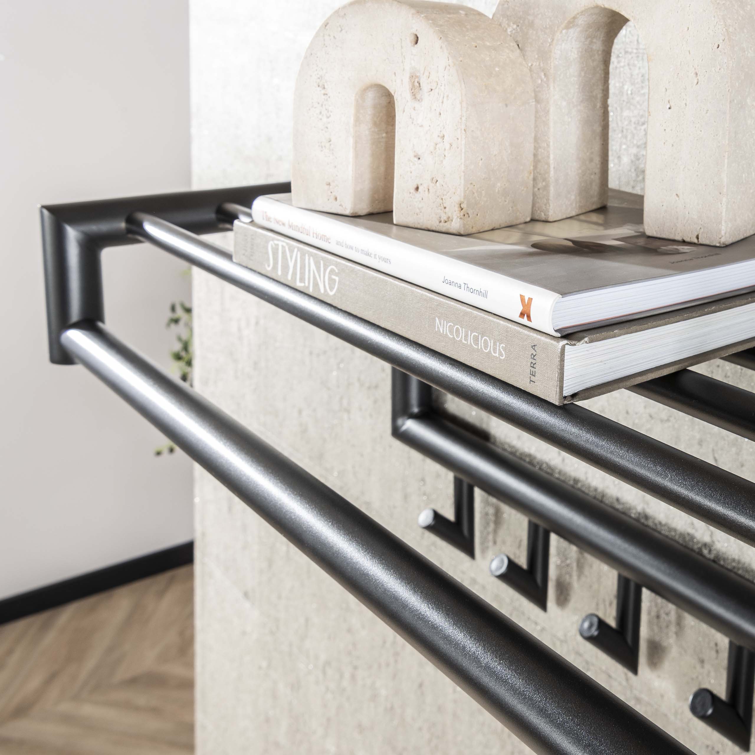 Kapstok Tubo Roede En Hoedenplank 10 Haken Mat Donkergrijs