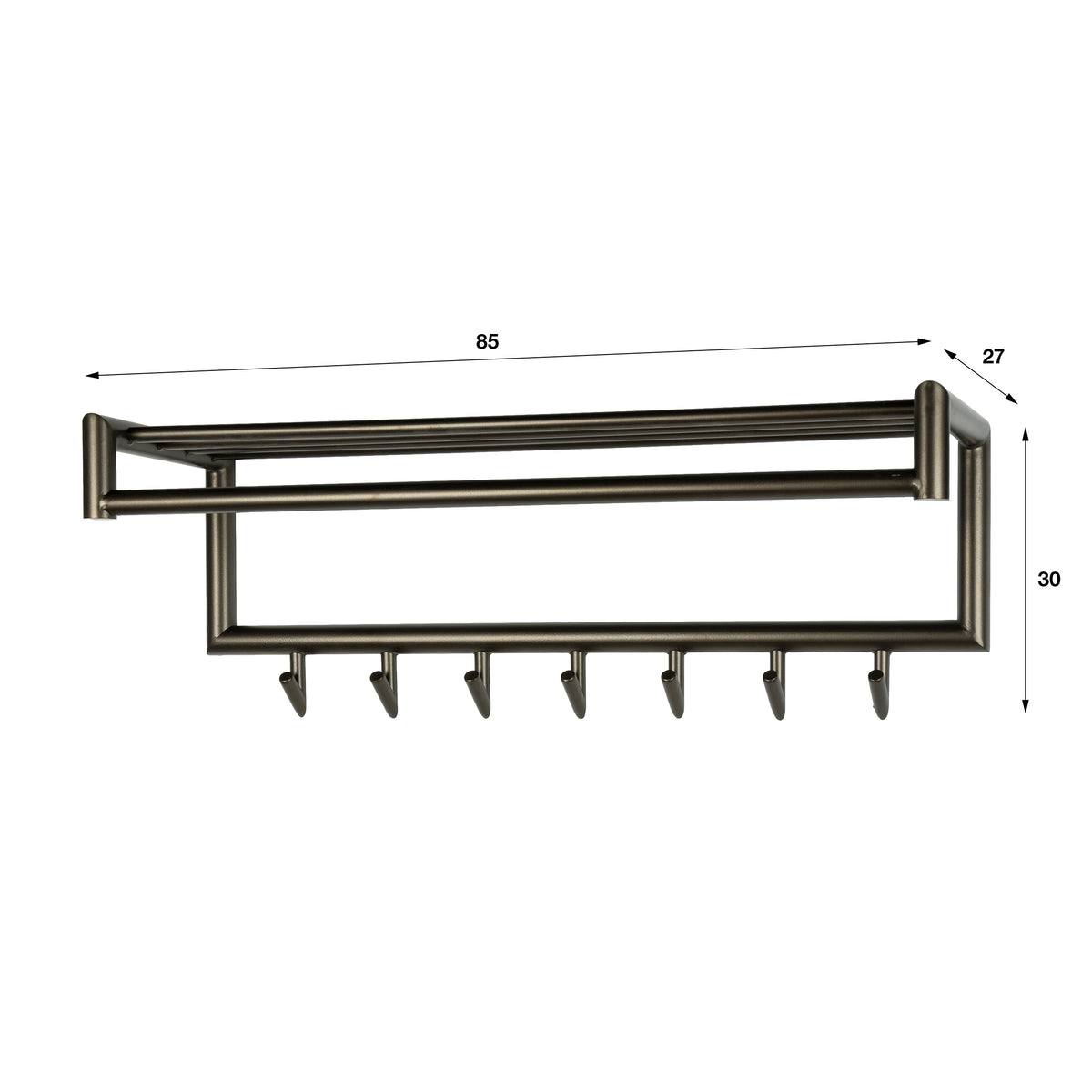 Kapstok Tubo 7 haken / Drift brown