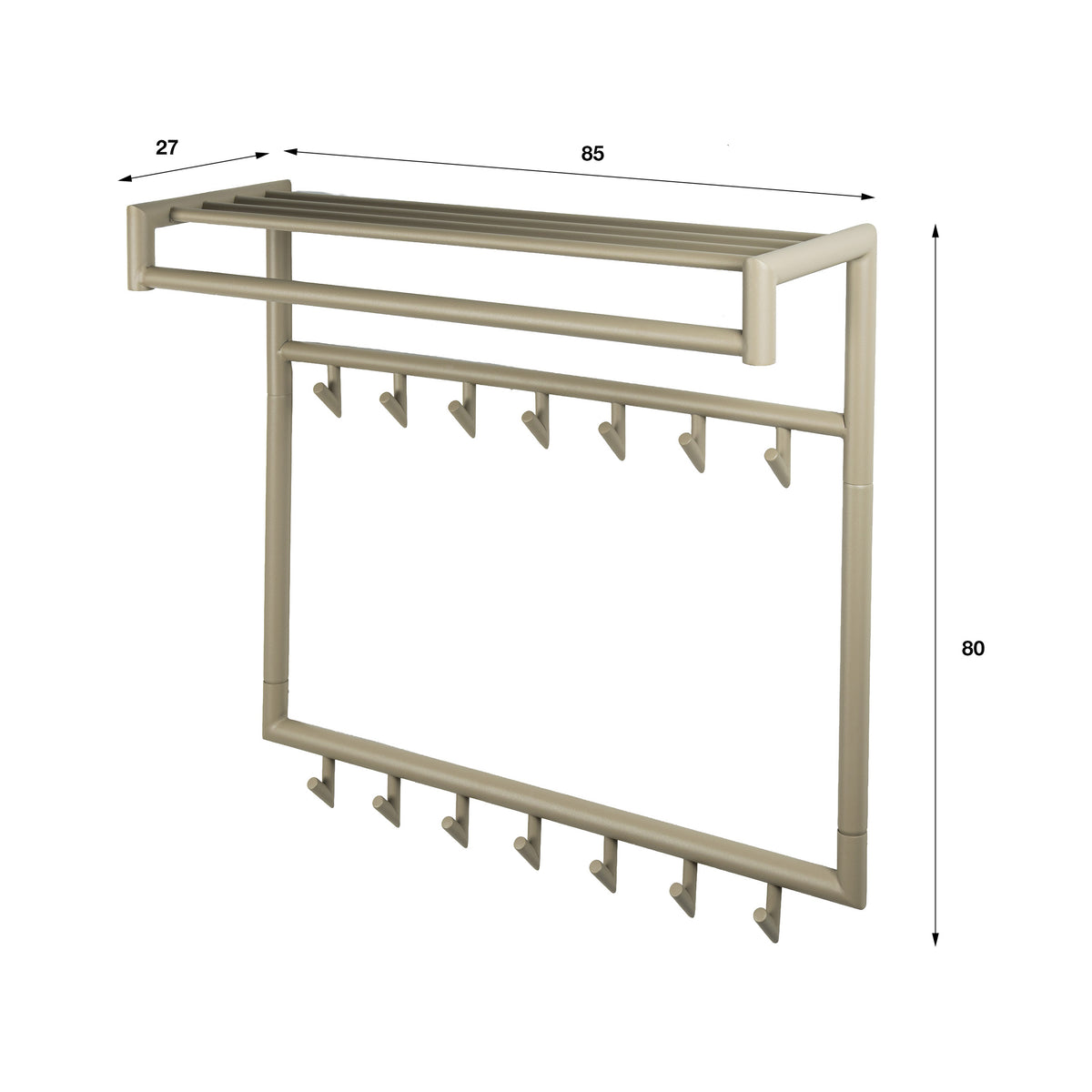 Kapstok Tubo hoog 2x7 haken / Beige
