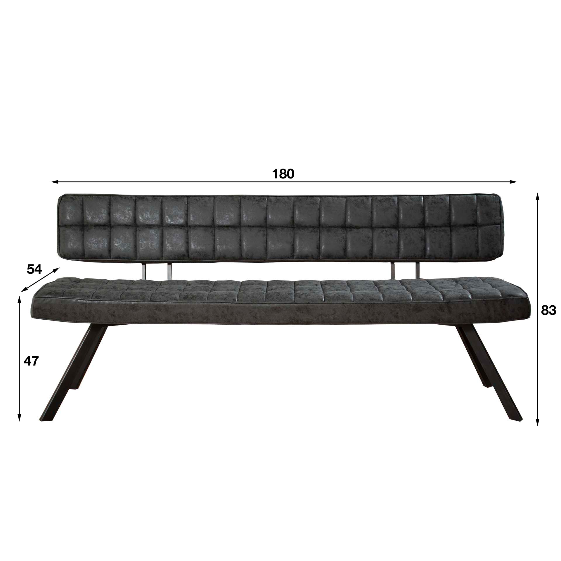 Eetkamerbank 180Cm Wax Pu Zwart