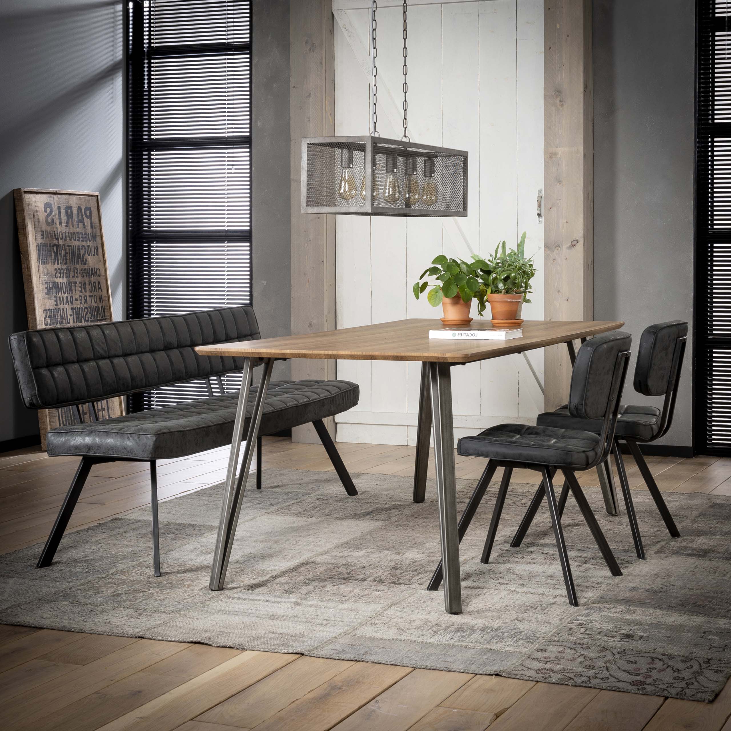 Eetkamerbank 180Cm Wax Pu Zwart