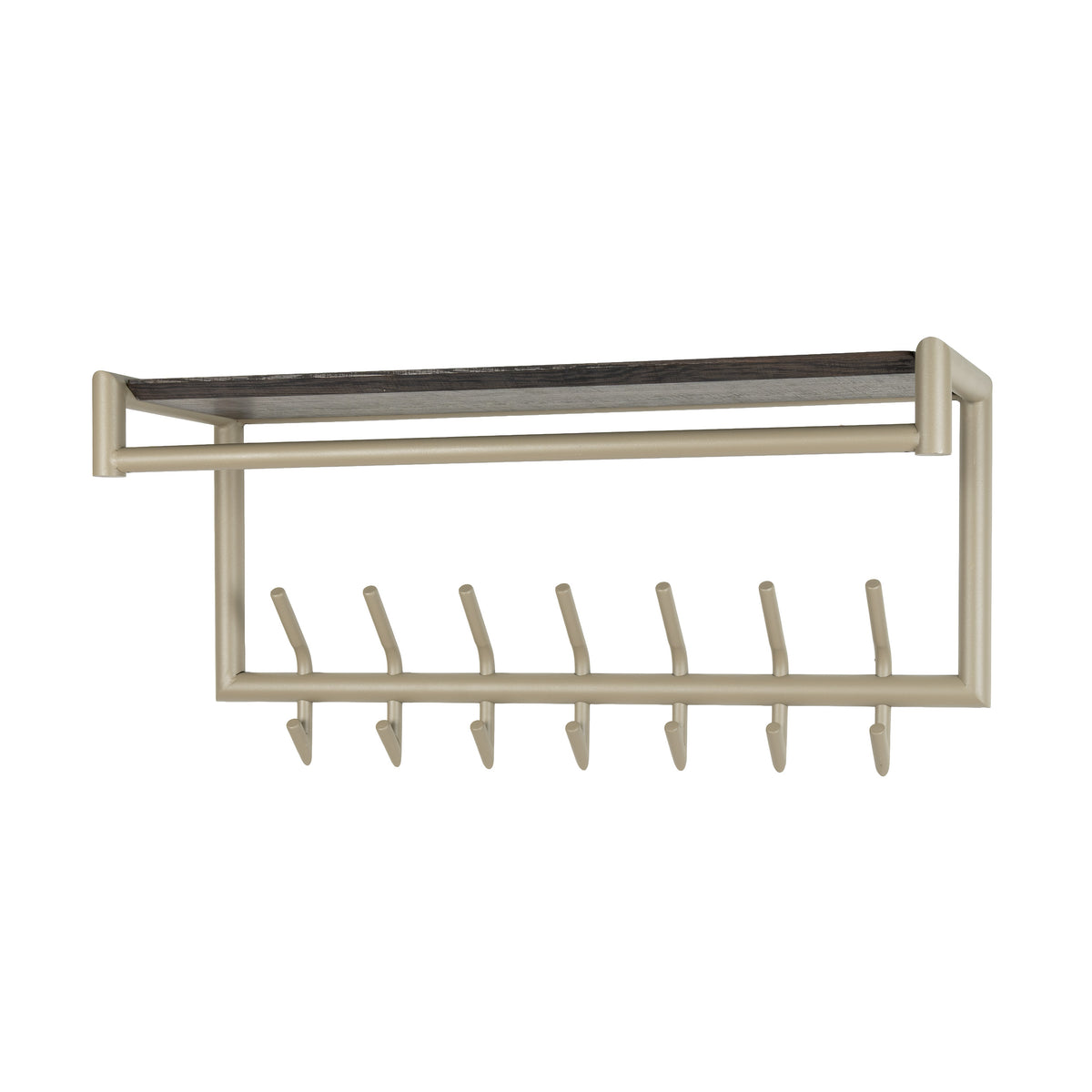 Kapstok Terra roede en hoedenplank 2x7 haken / Beige