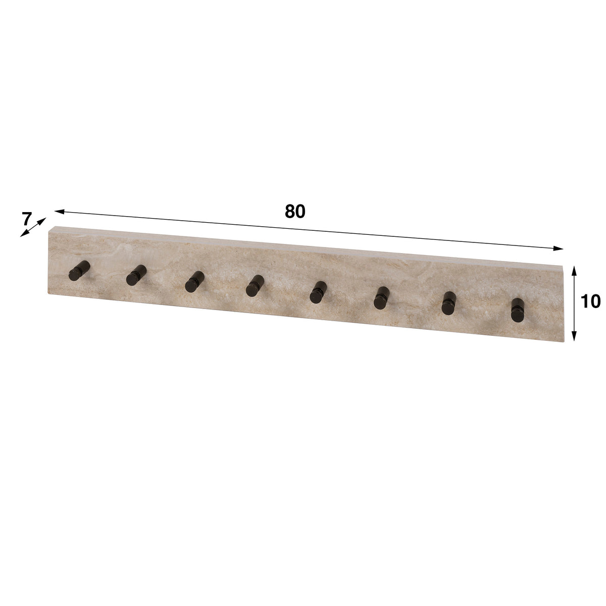 Kapstok Travino 8 haken / 3D keramiek travertin