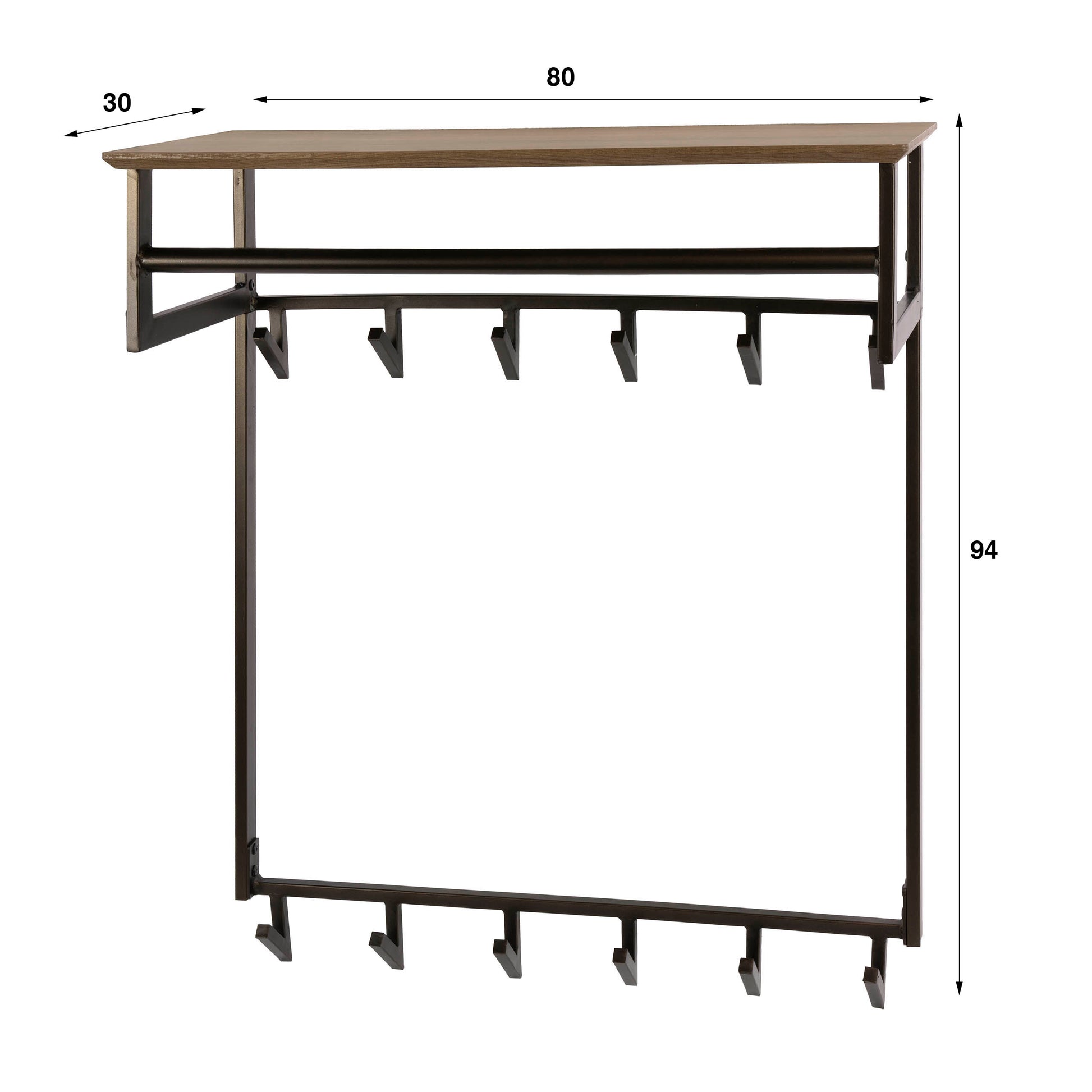 Kapstok Bruno hoog 2x6 haken / Drift brown
