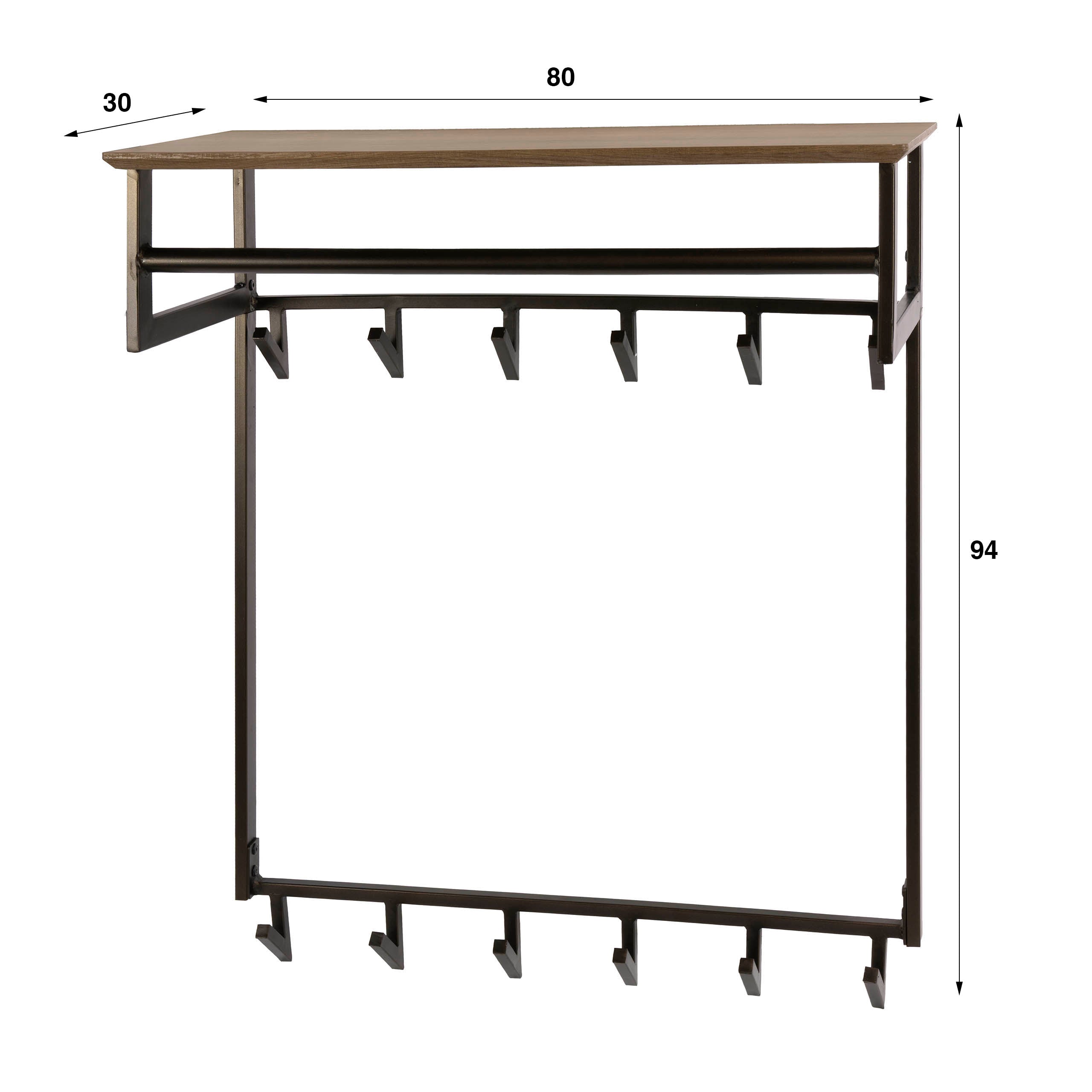 Kapstok Bruno hoog 2x6 haken / Drift brown