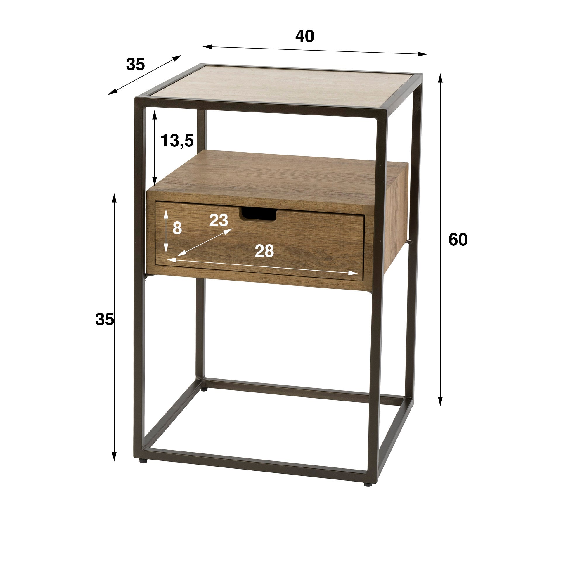 Nachtkastje Cassetto 1 Lade Keramiek Travertin