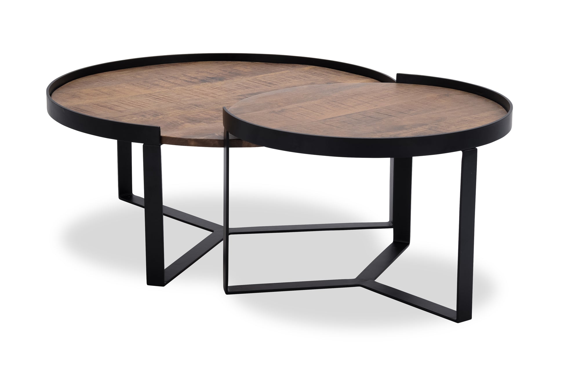 Salontafel Hunt 006 (2-delig) Wood Natural Metal Matt Black