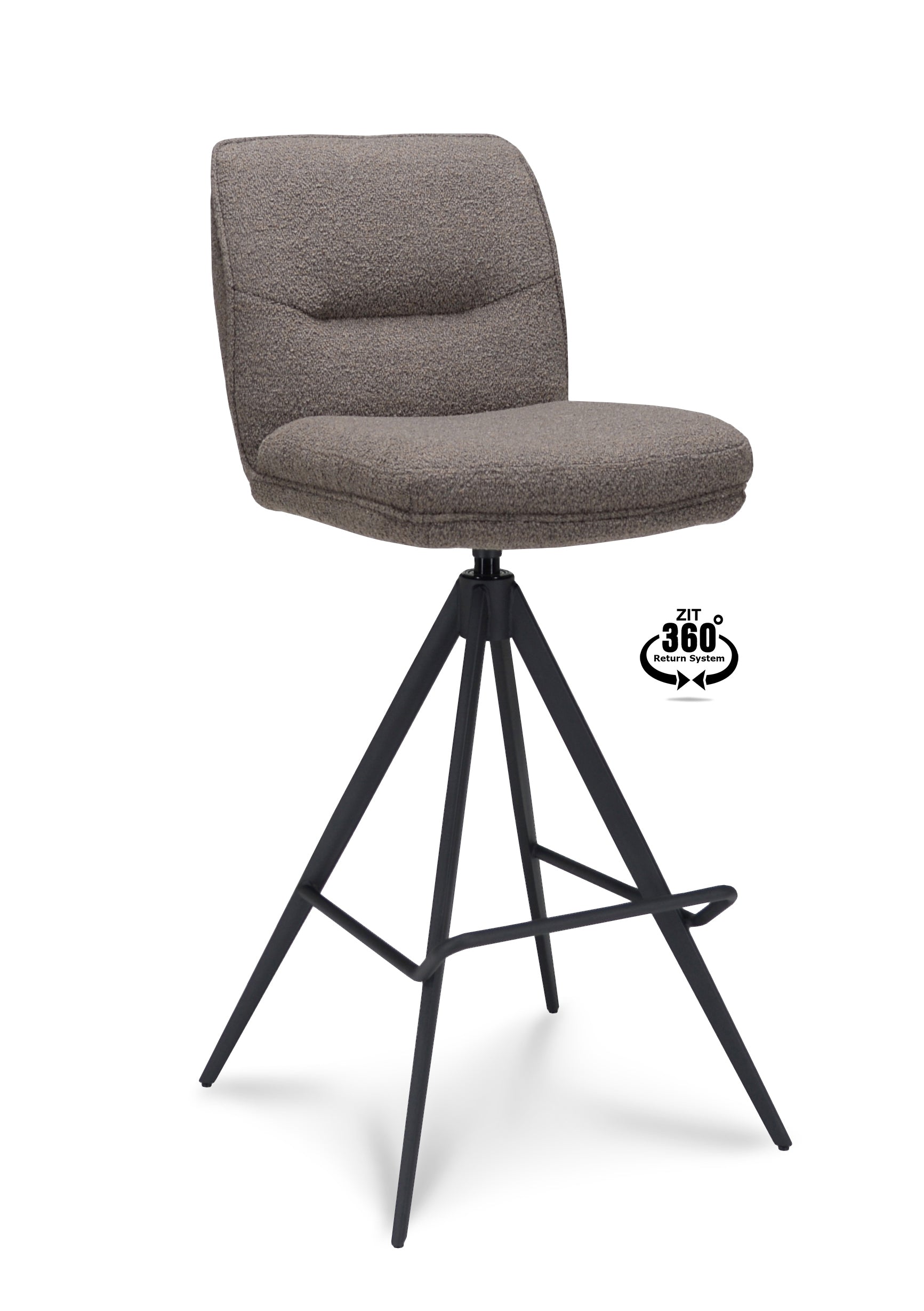 Barkruk Bliss - ZH 80 Stof Alpine Bruin Leg Black 360° Return-system