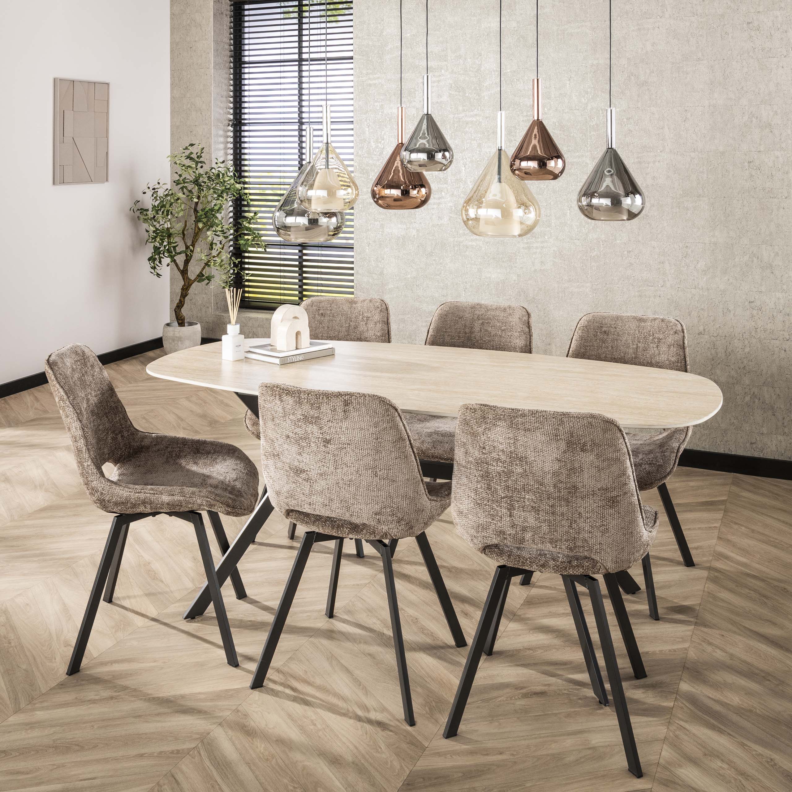 Stoel Swivel Draaibaar Verpakt Per 4 Hoven Champagne