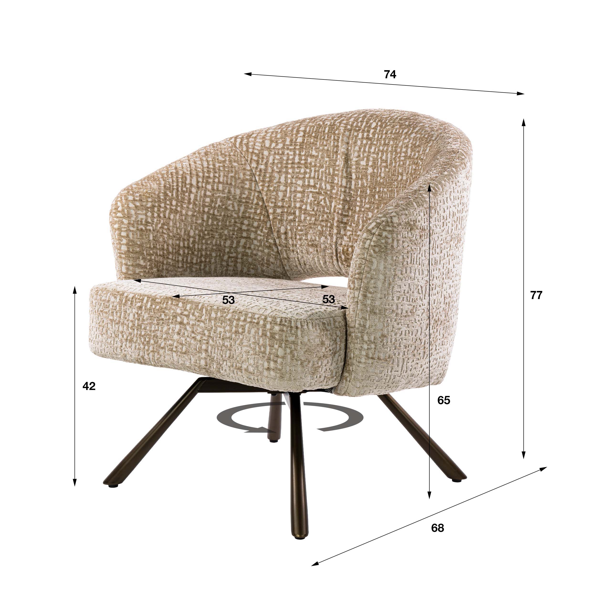 Fauteuil Salon Cross draaibaar / Monti zand-bruin