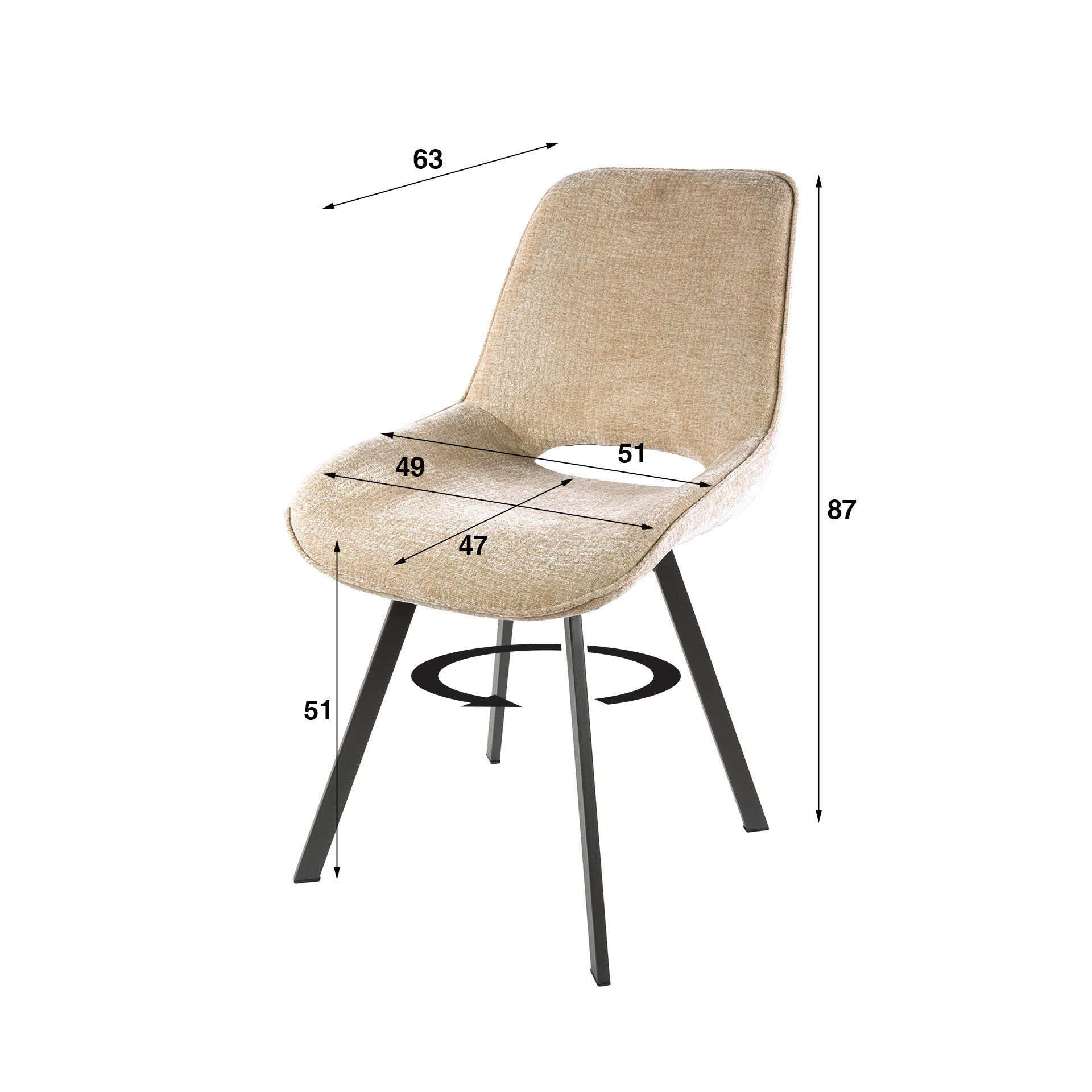 Stoel Swivel Draaibaar Verpakt Per 4 Jaroq Zand