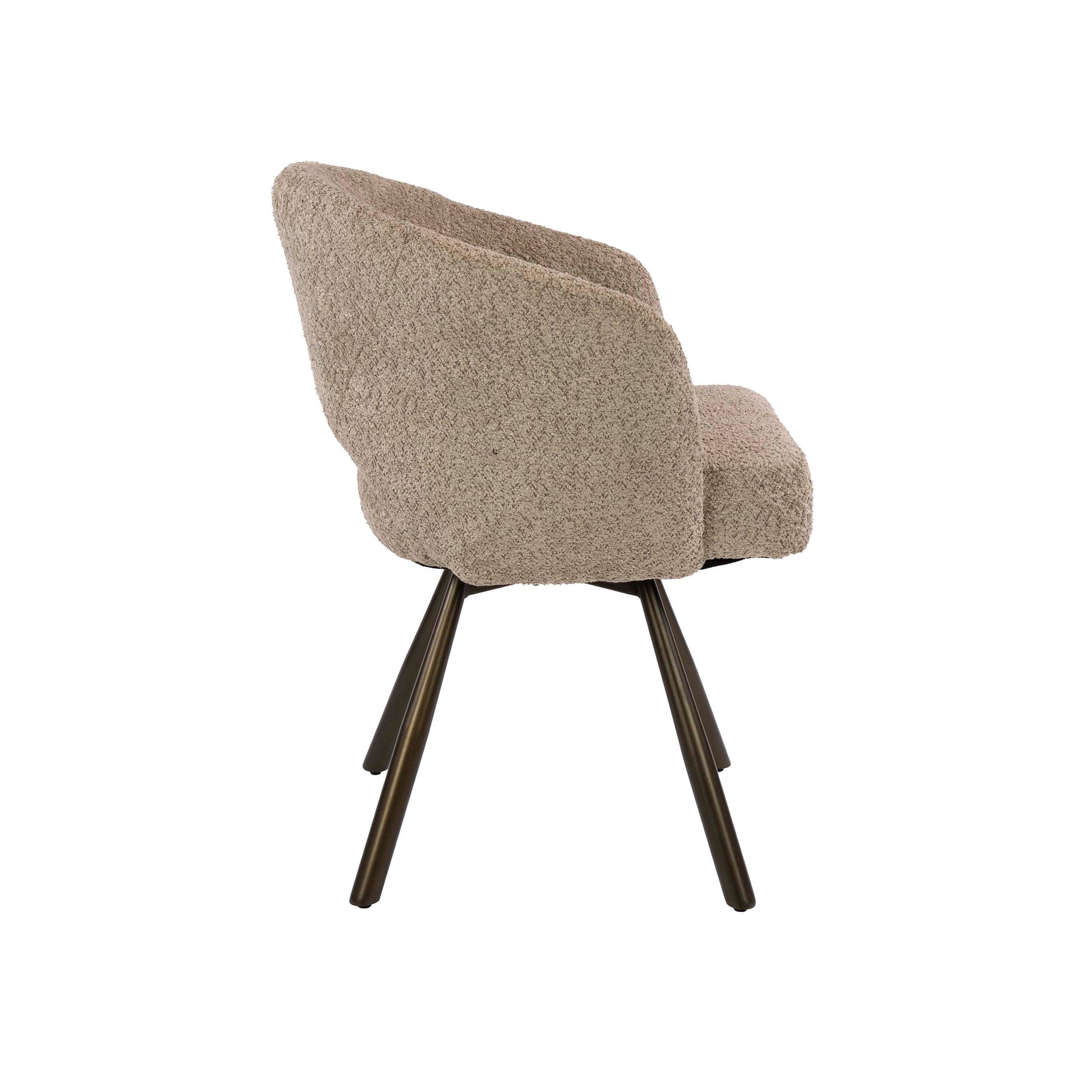 Armstoel Salon Cross draaibaar verpakt per 2 / Bouclé zand-bruin