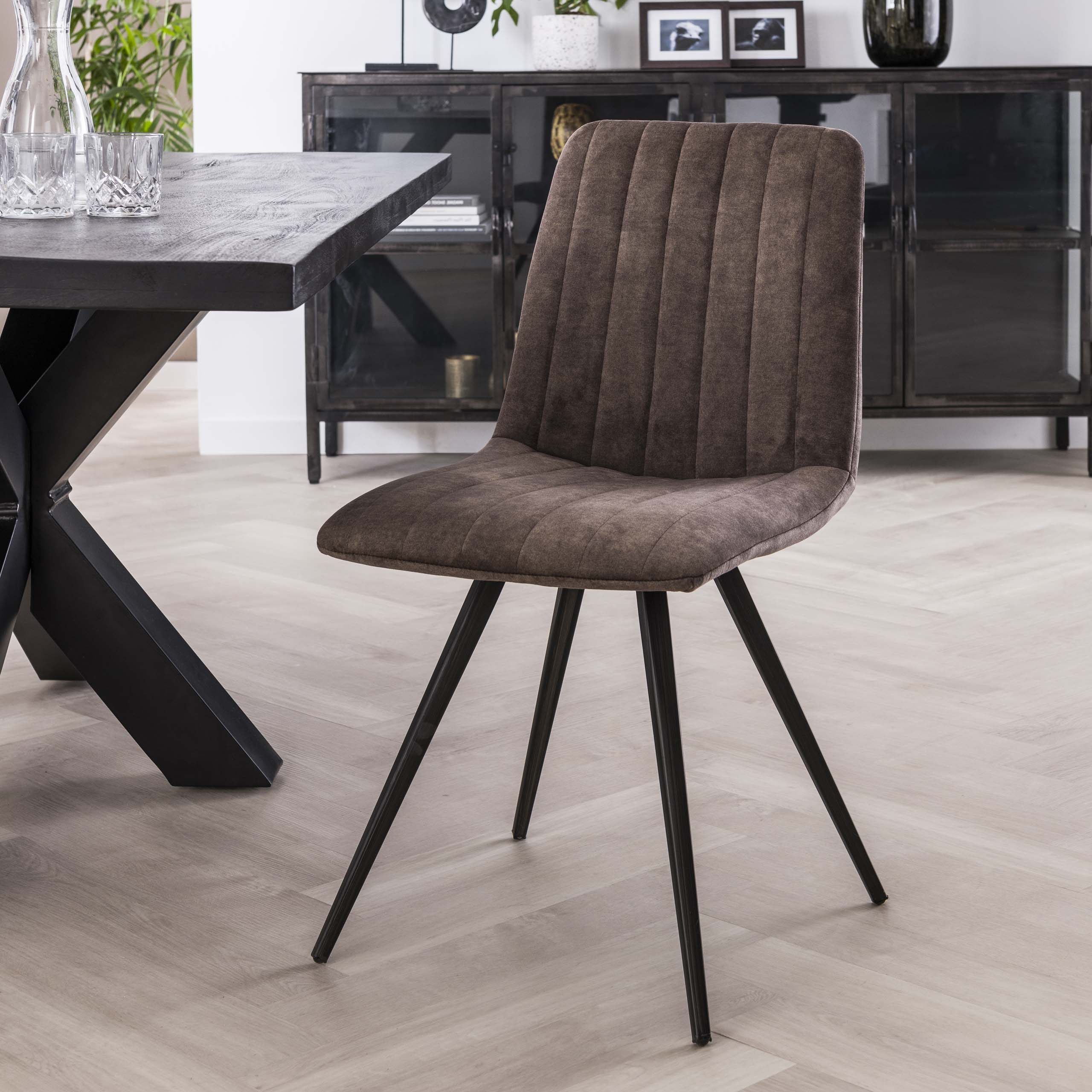 Stoel Straight Stitch verpakt per 4 / Velours taupe