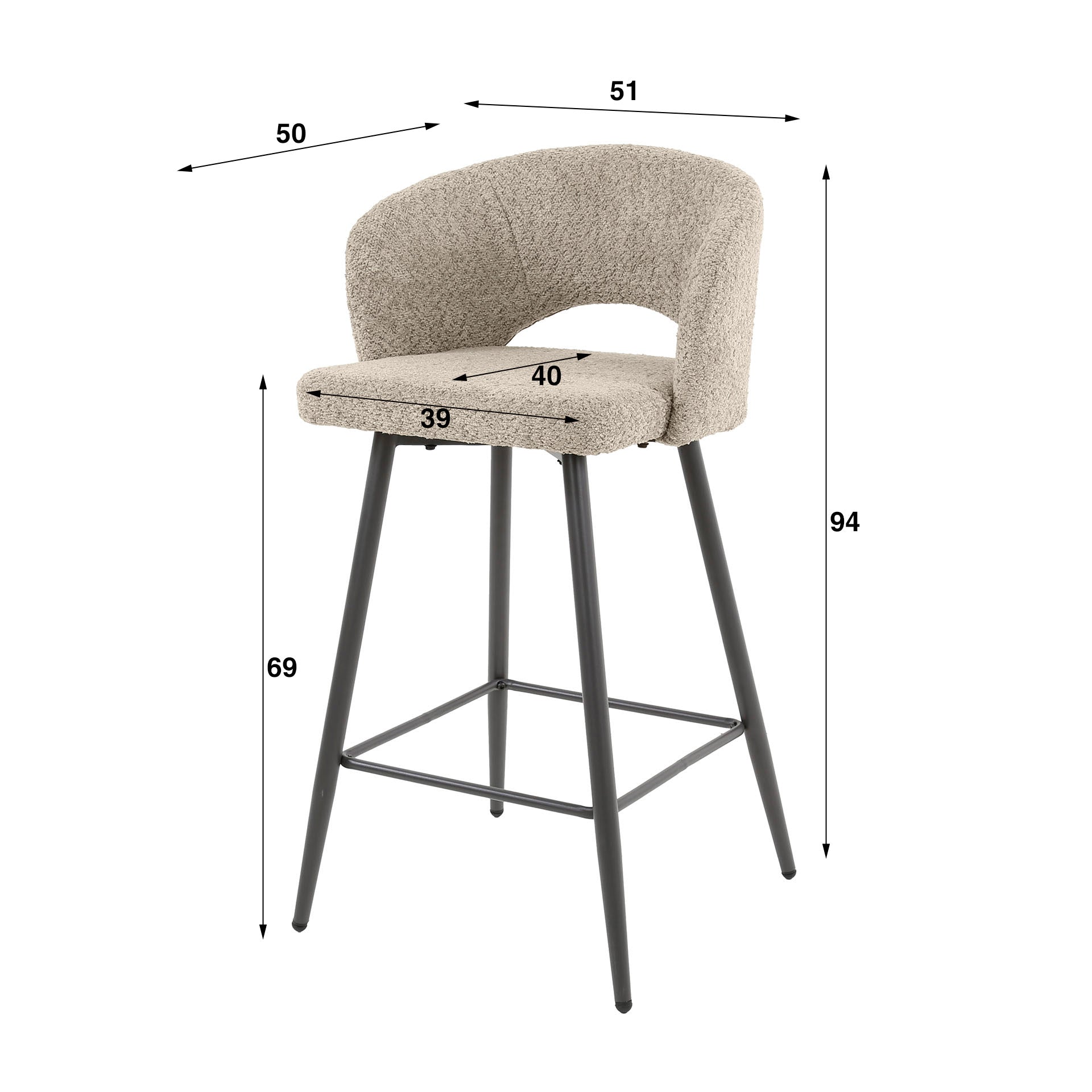 Barstoel Salon Boucle Zand