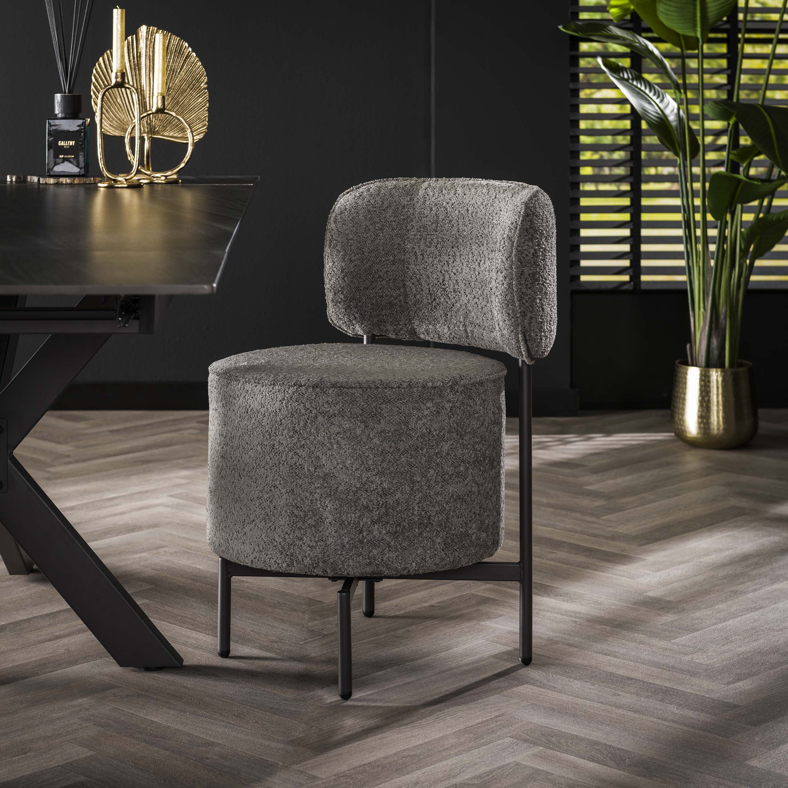 Stoel Cocktail draaibaar verpakt per 2 / Bouclé grijs