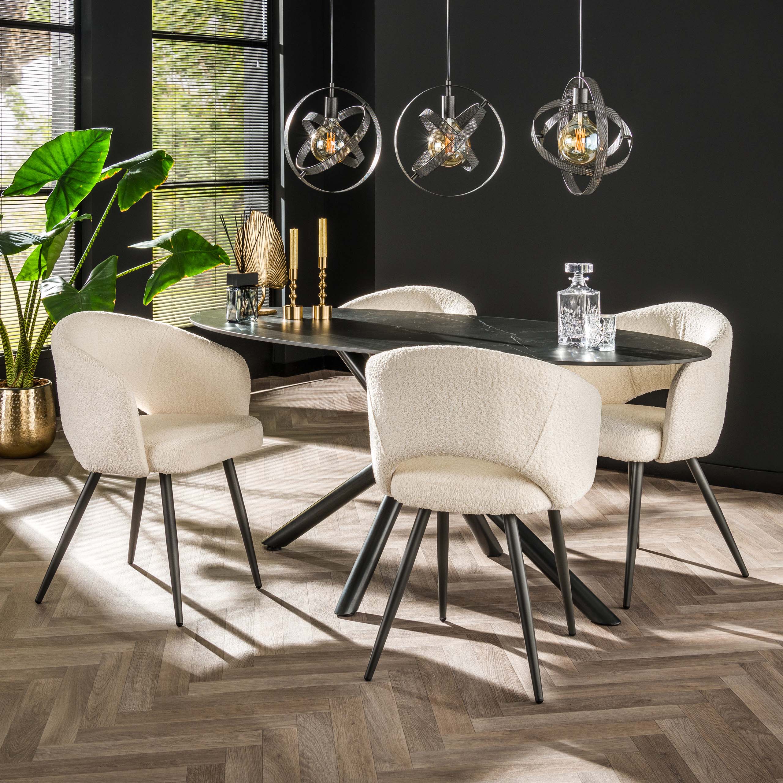 Eettafel Ceramic ovaal 180cm / Keramiek naturel zwart