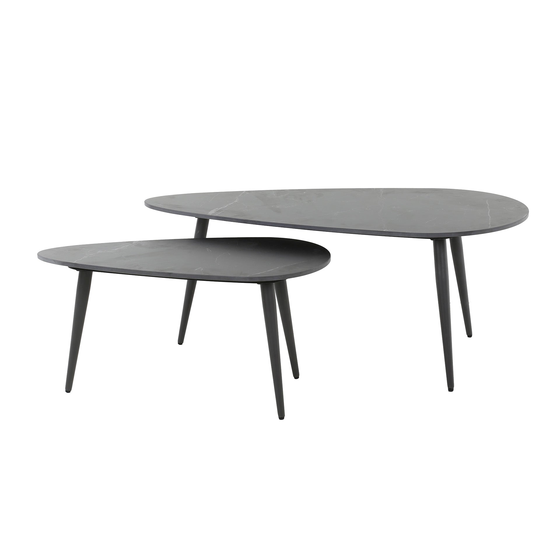 Salontafel Ceremic Niervormig Set Van 2 Keramiek Naturel Zwart