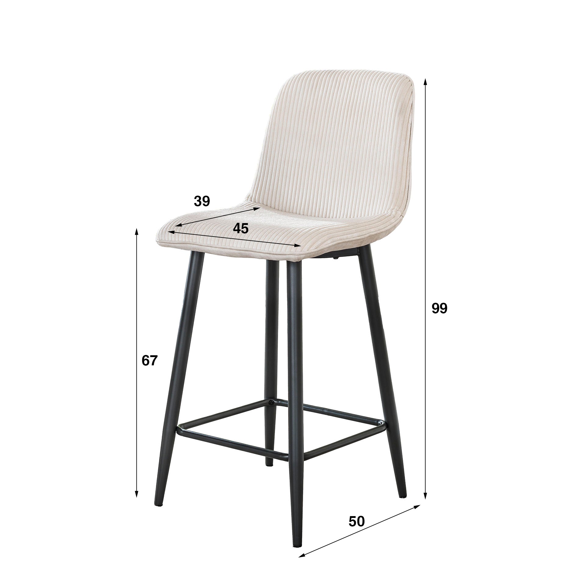 Barstoel Rib Rock Ivoor