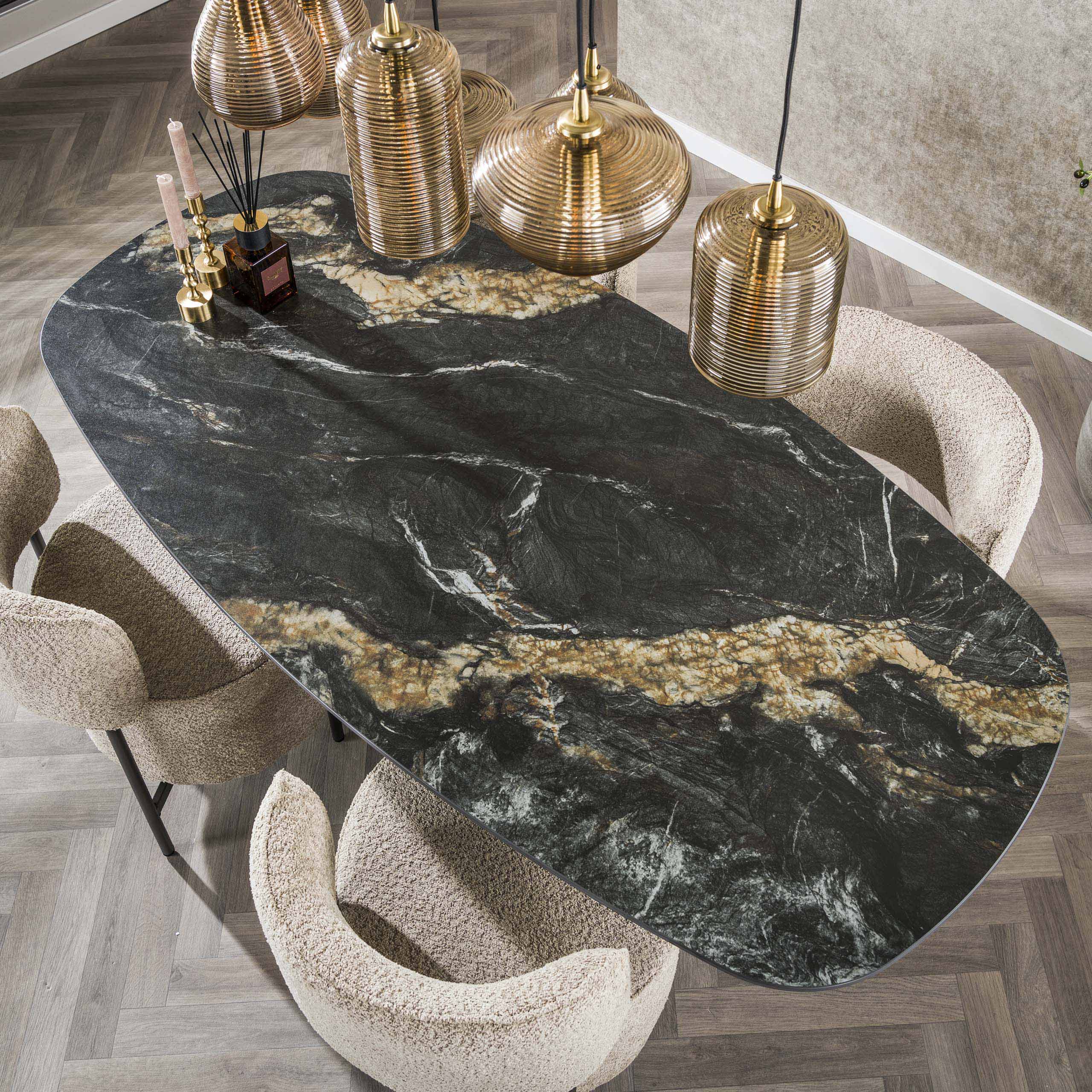 Eettafel Spider Deens Ovaal 180Cm Keramiek Fossil Black