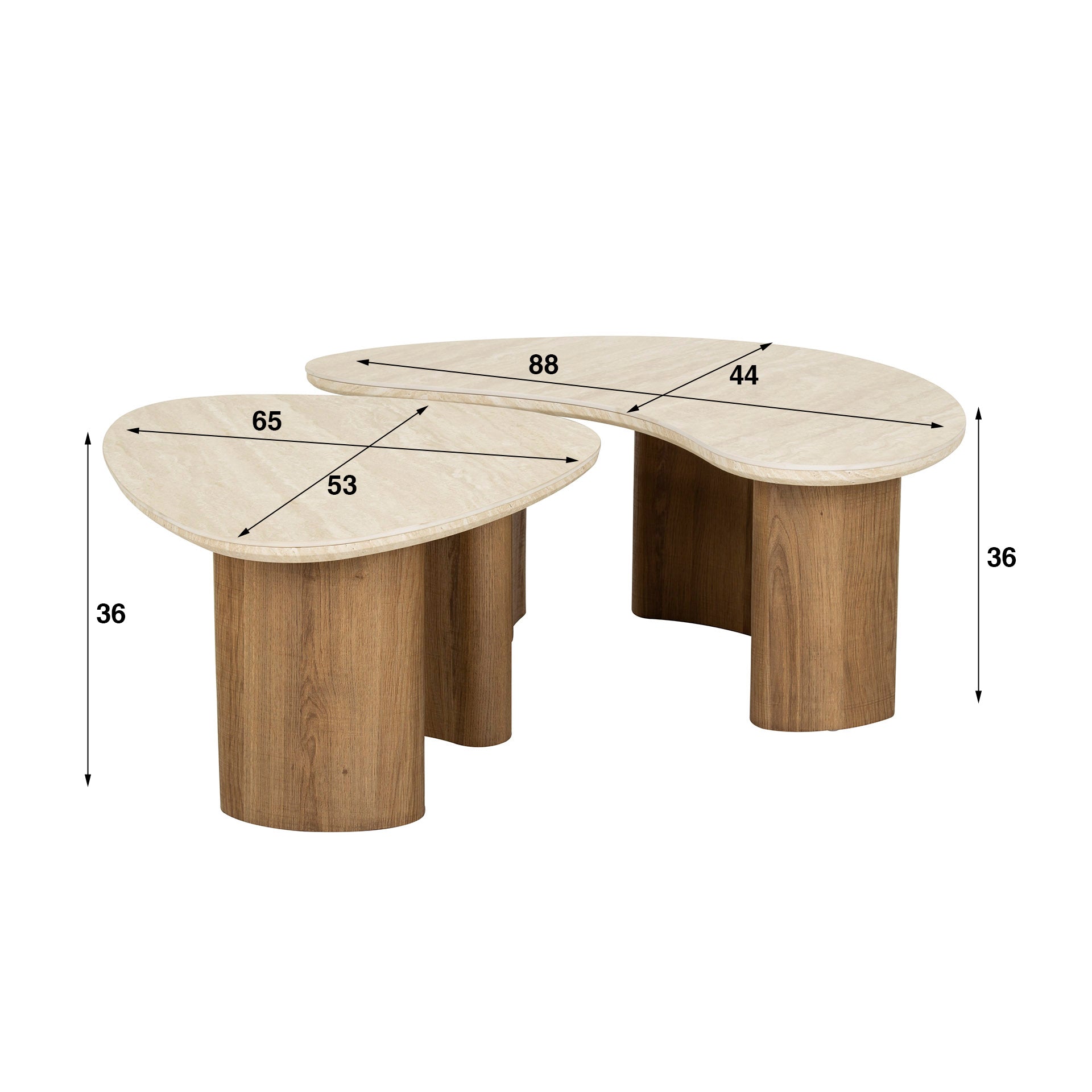 Salontafel Romano Organisch Set Van 2 Keramiek Travertin