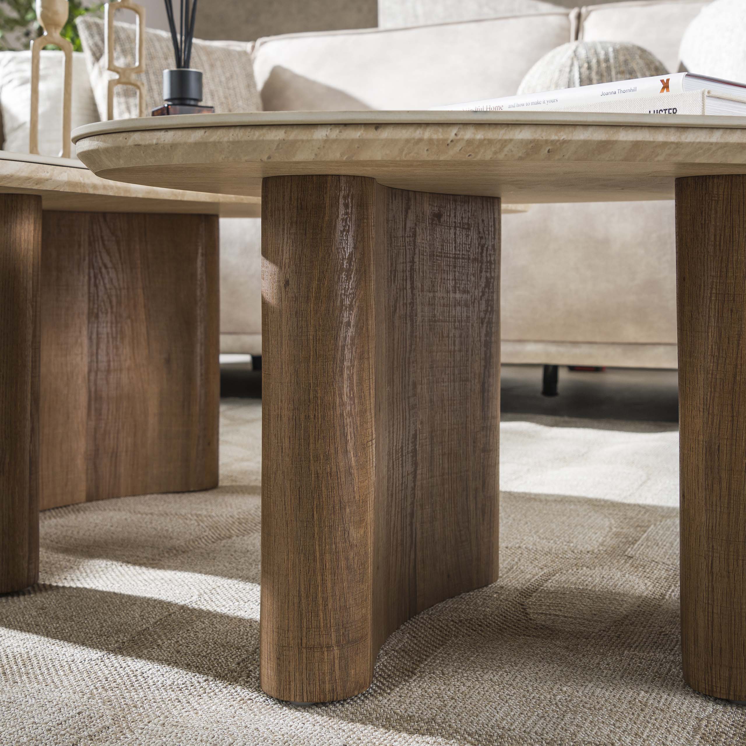 Salontafel Romano Organisch Set Van 2 Keramiek Travertin