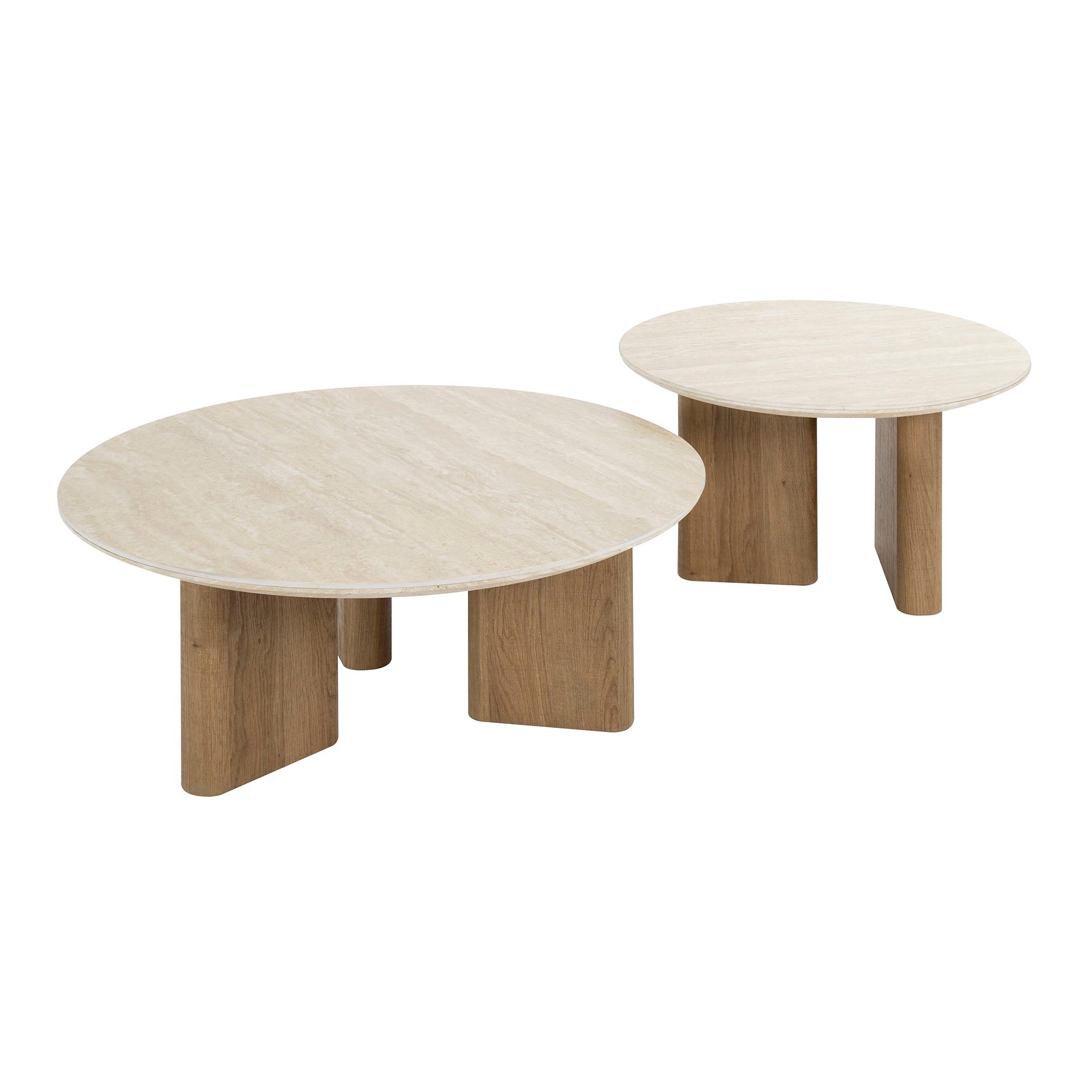 Salontafel Romano Rond Set Van 2 Keramiek Travertin