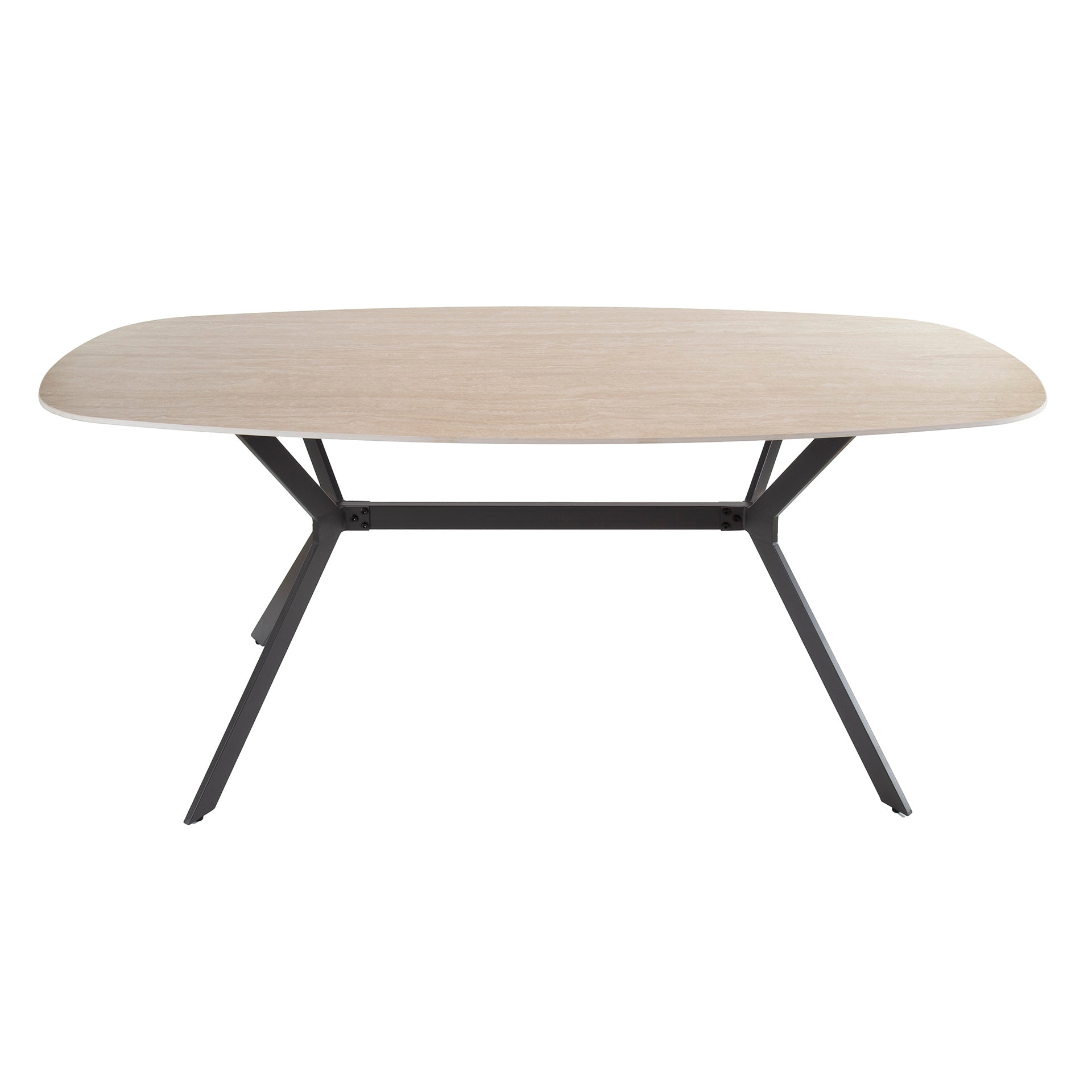 Eettafel Romano Deens Ovaal 180Cm Keramiek Travertin
