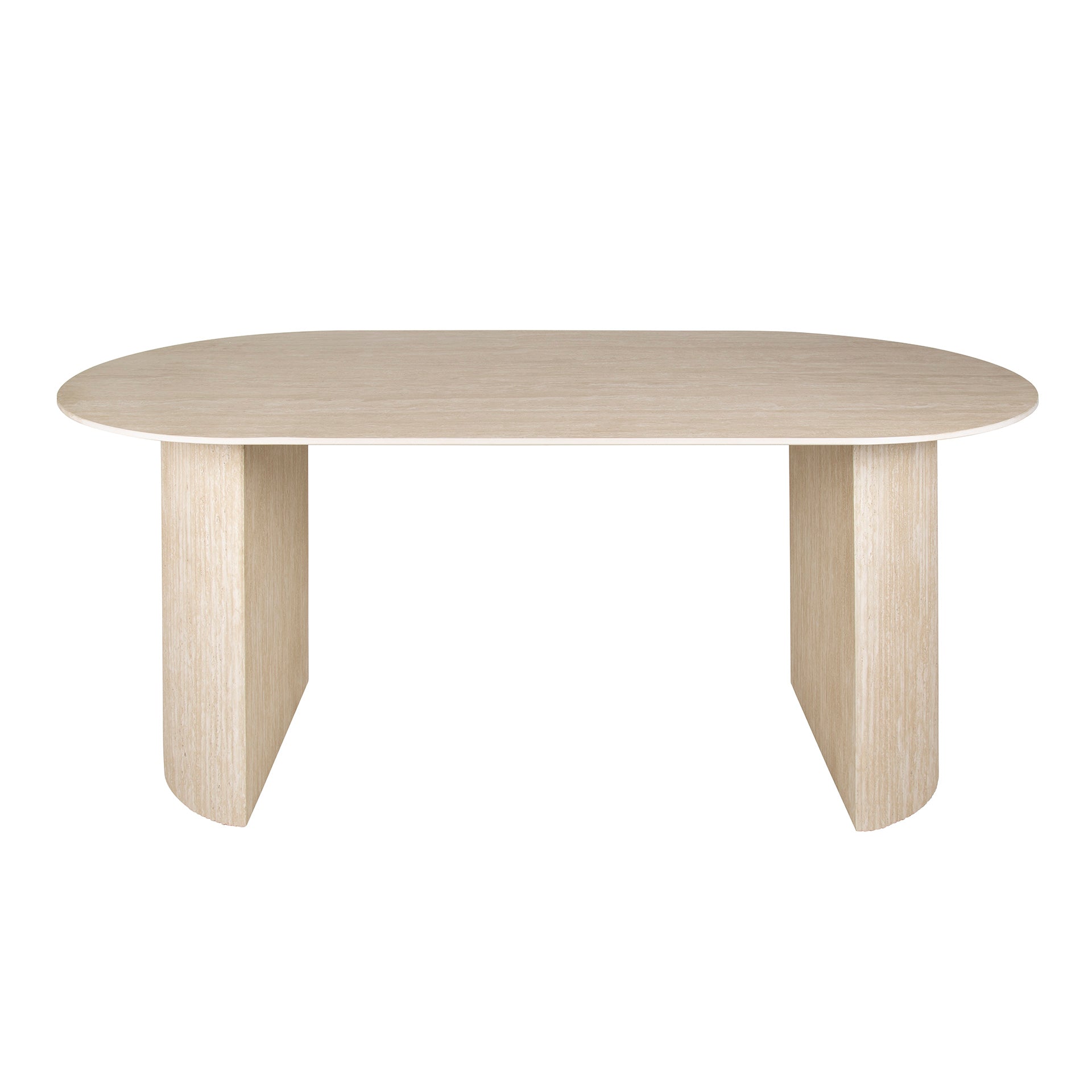 Eettafel Romano Arch Plat Ovaal 180Cm Keramiek Travertin