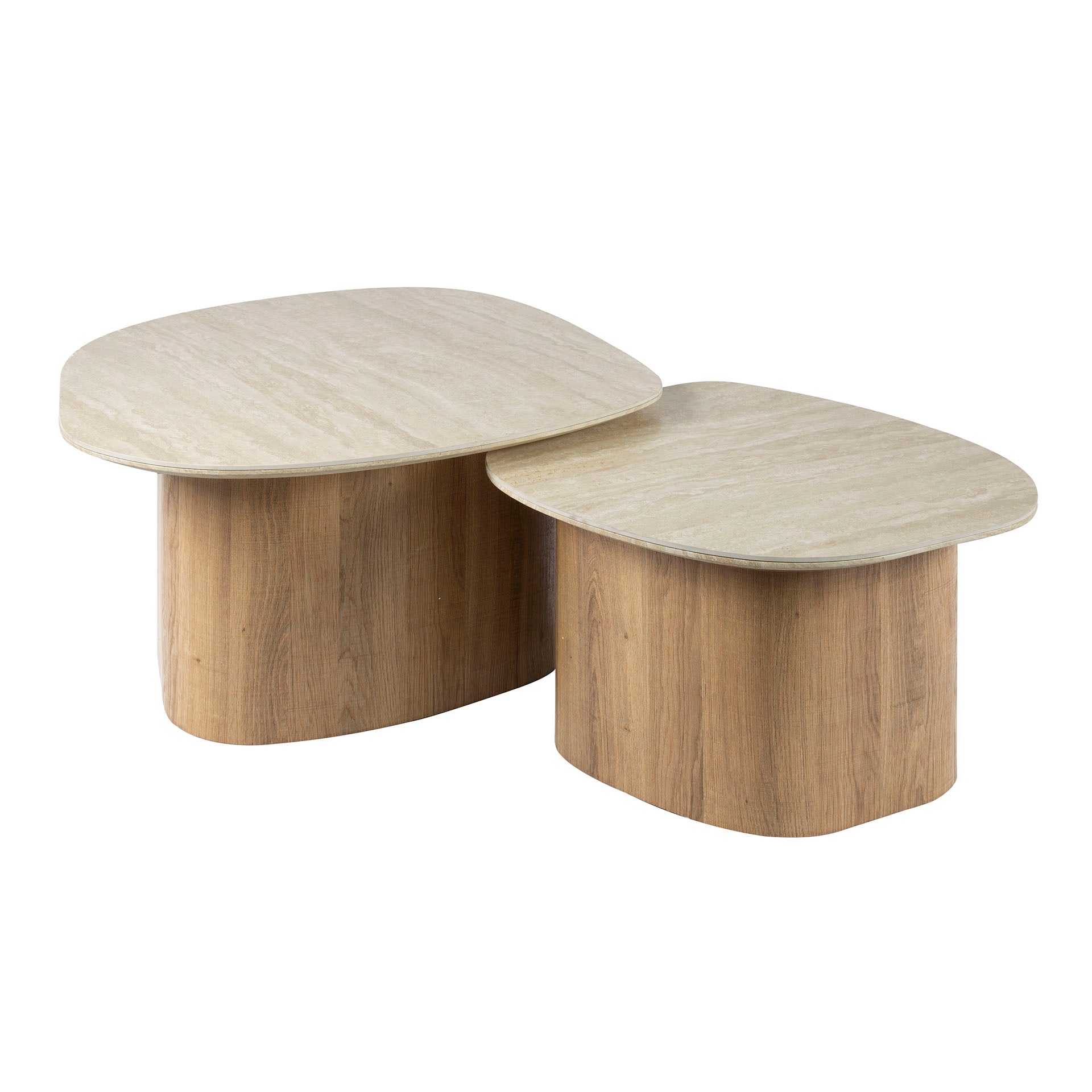 Salontafel Romano Kiezel Set Van 2 Keramiek Travertin