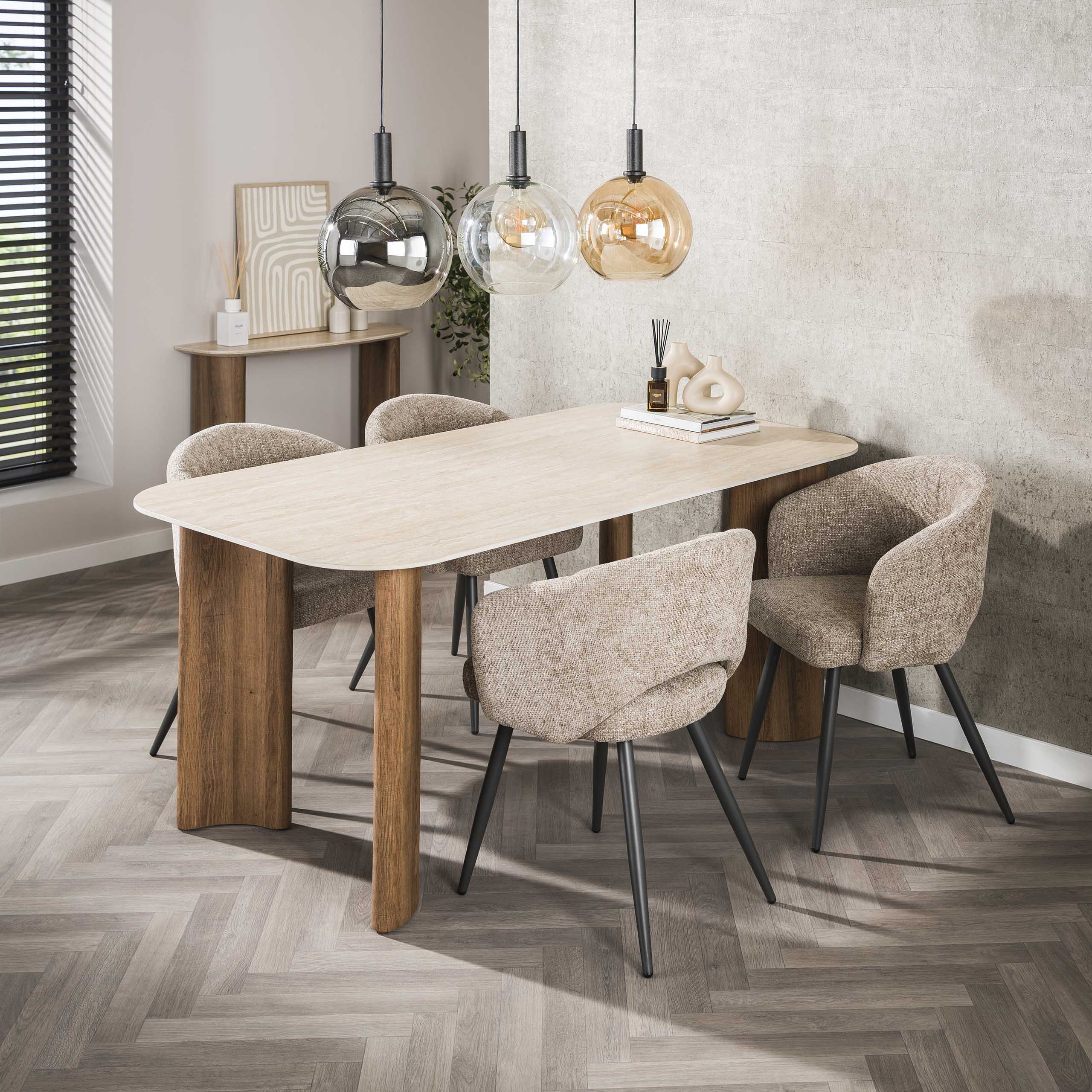Eettafel Romano Curvo 180cm / 3D keramiek travertin