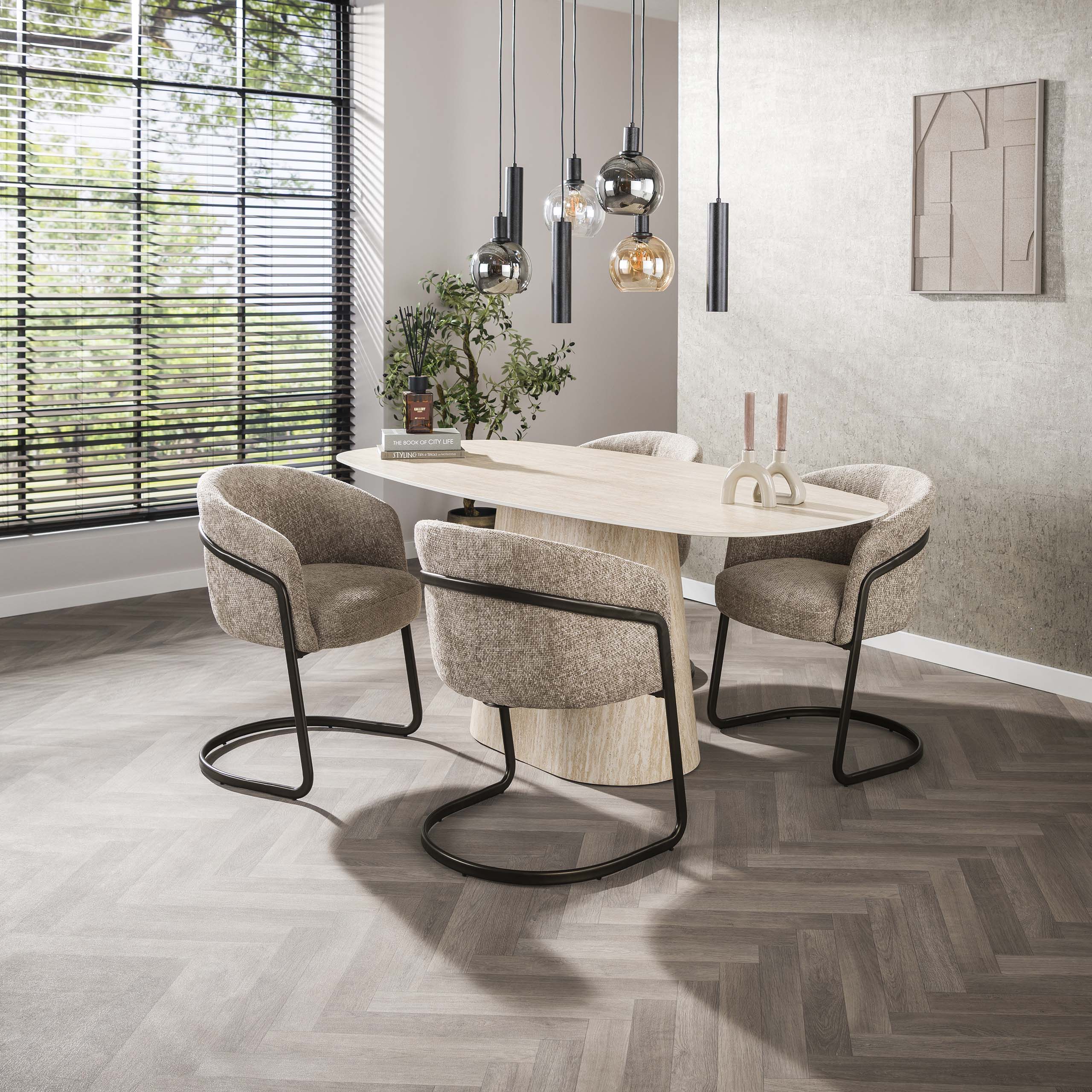 Eettafel Centro deens ovaal 180cm / 3D keramiek travertin