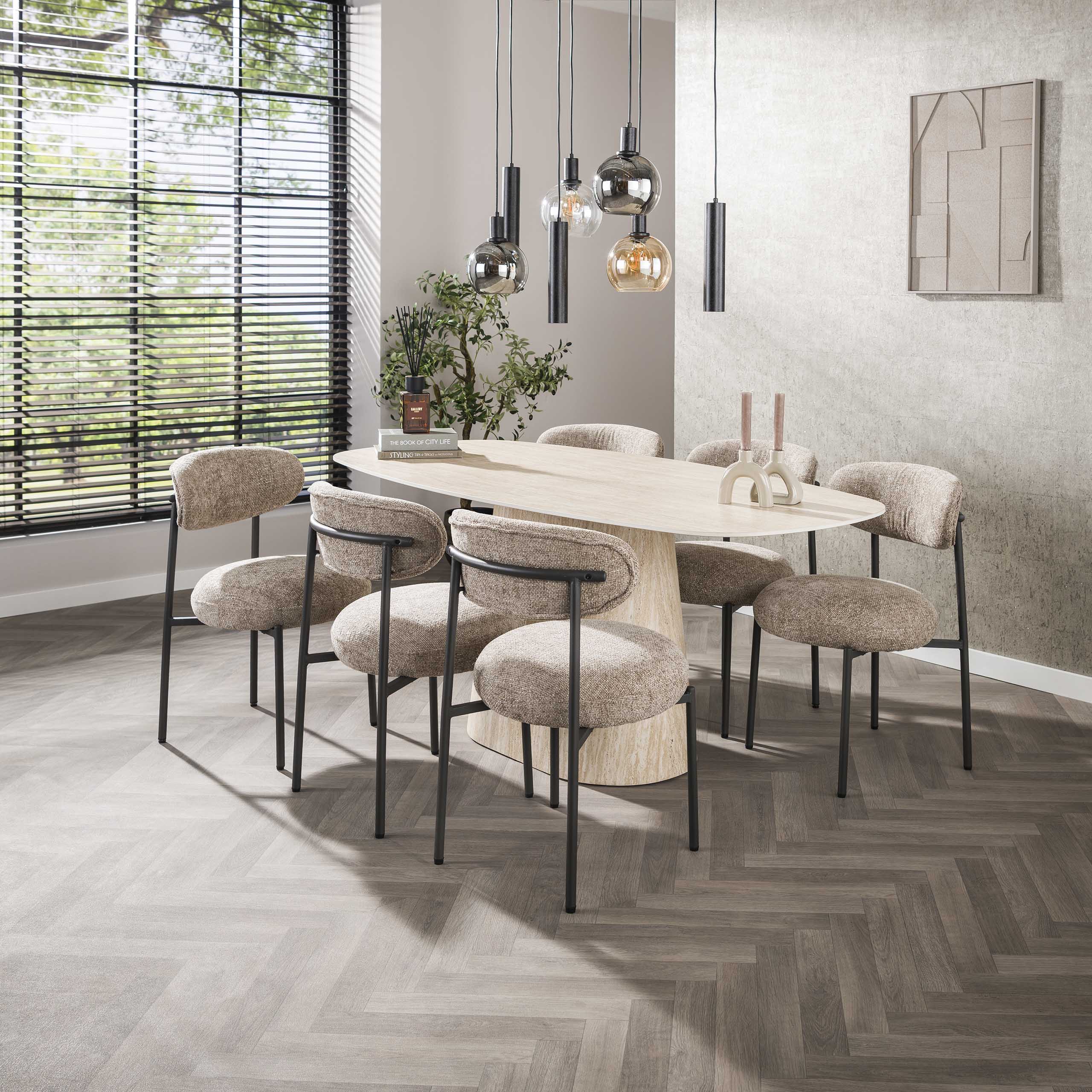 Eettafel Centro deens ovaal 180cm / 3D keramiek travertin